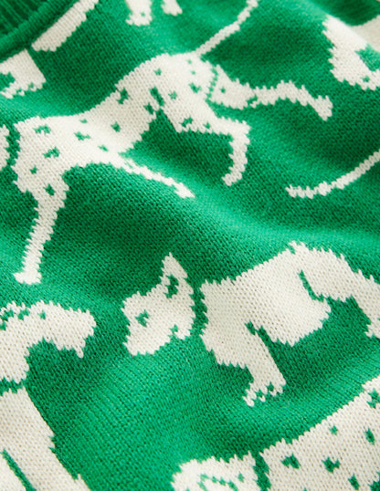 Heather Jacquard Jumper-Sapling Green, Dogs