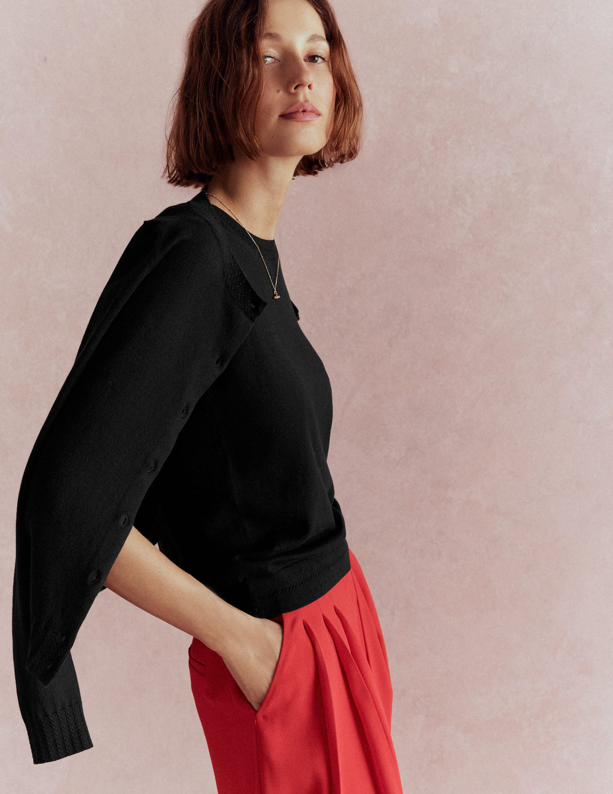 Catriona Top aus Baumwolle mit Rundhalsausschnitt-Schwarz - Image 4