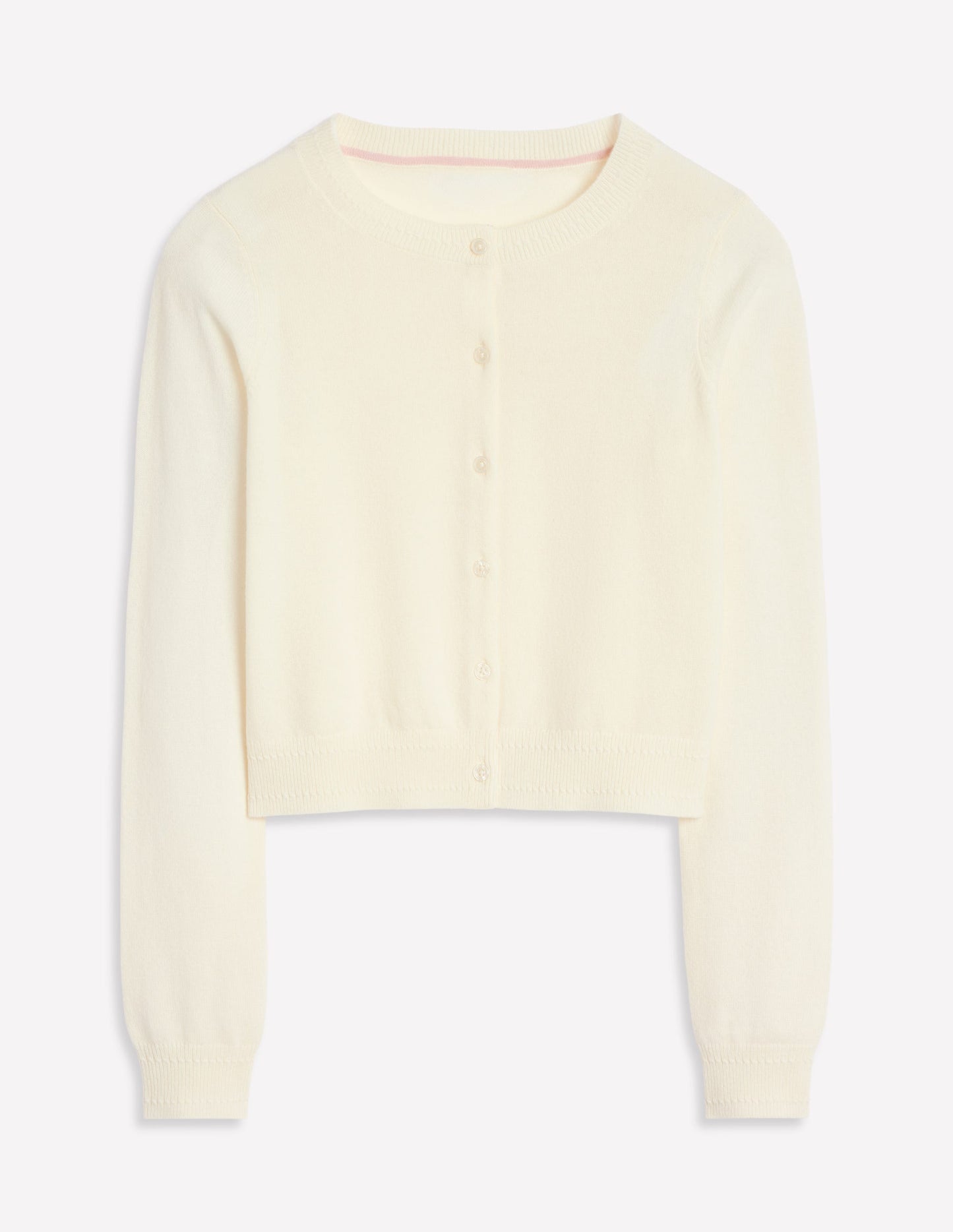 Eva Cashmere Cropped Cardigan-Warm Ivory