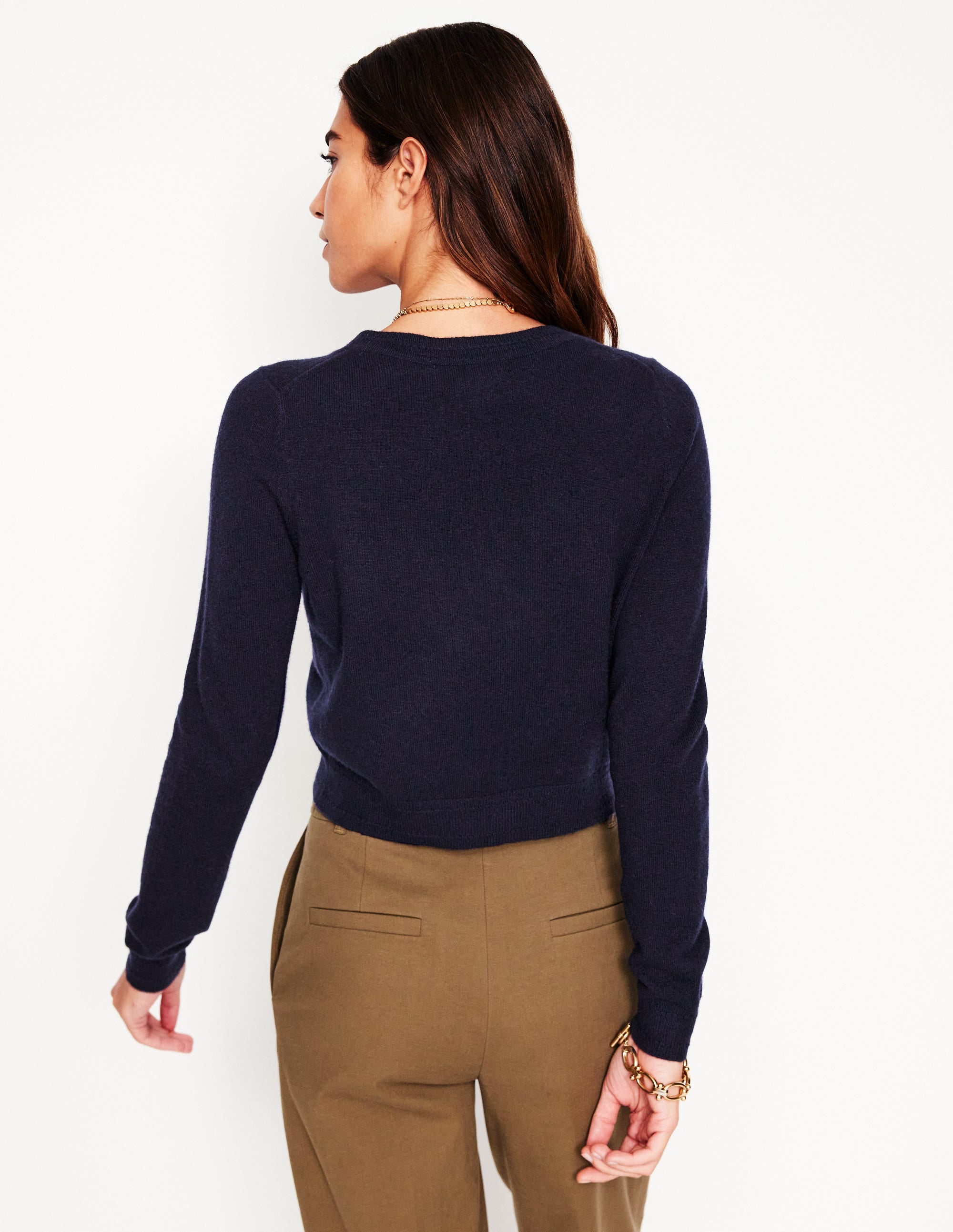 Cardigan court Eva en cachemire-Bleu marine - Image 3
