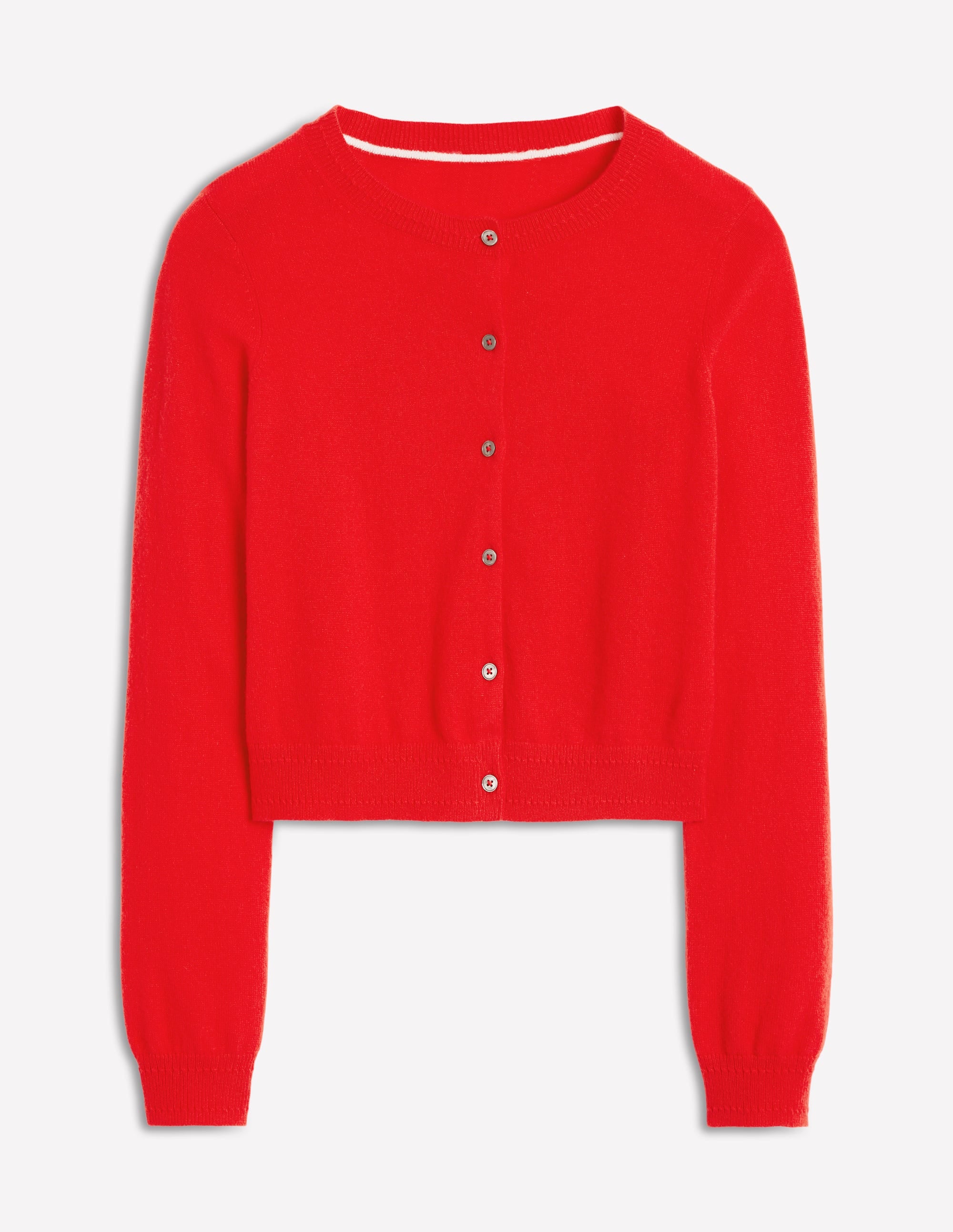 Eva Verkürzte Strickjacke aus Kaschmir-Mohnblumenrot - Image 5