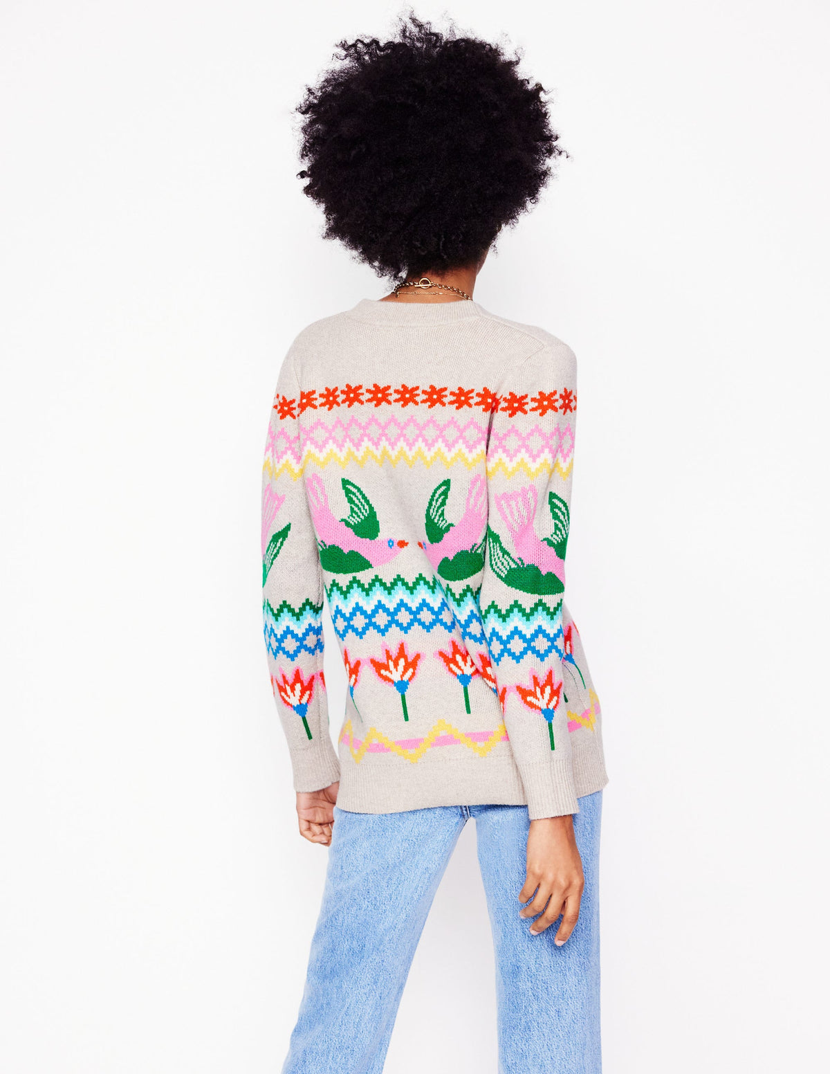 Quinn Strickjacke im Boyfriend-Stil-Hafer eliert, Vögel - Image 2