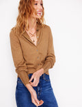 Imi Strickjacke mit Muschelsaum-Herbstlaubbraun