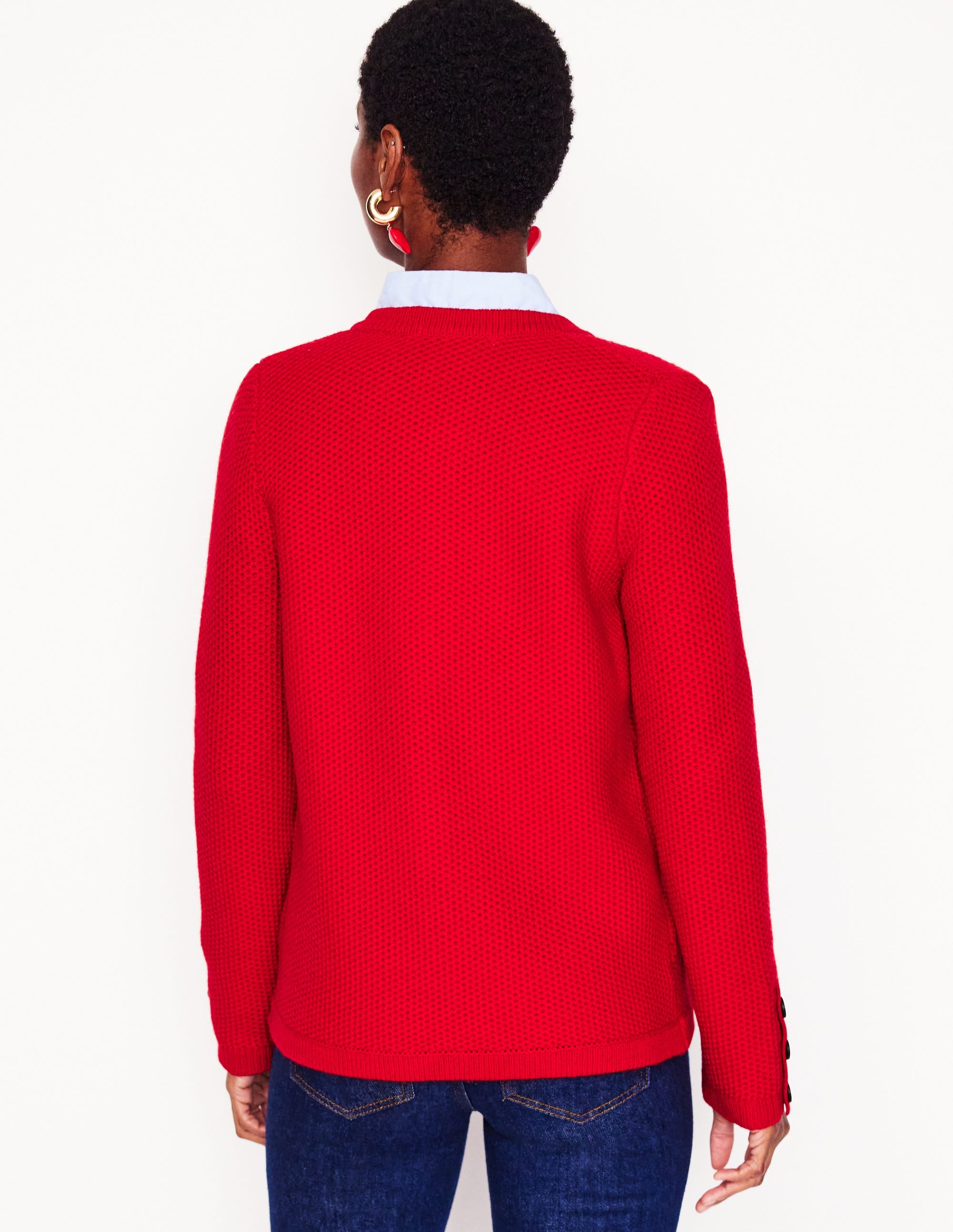 Texturierte Strickjacke mit Ziernaht-Rouge - Image 3