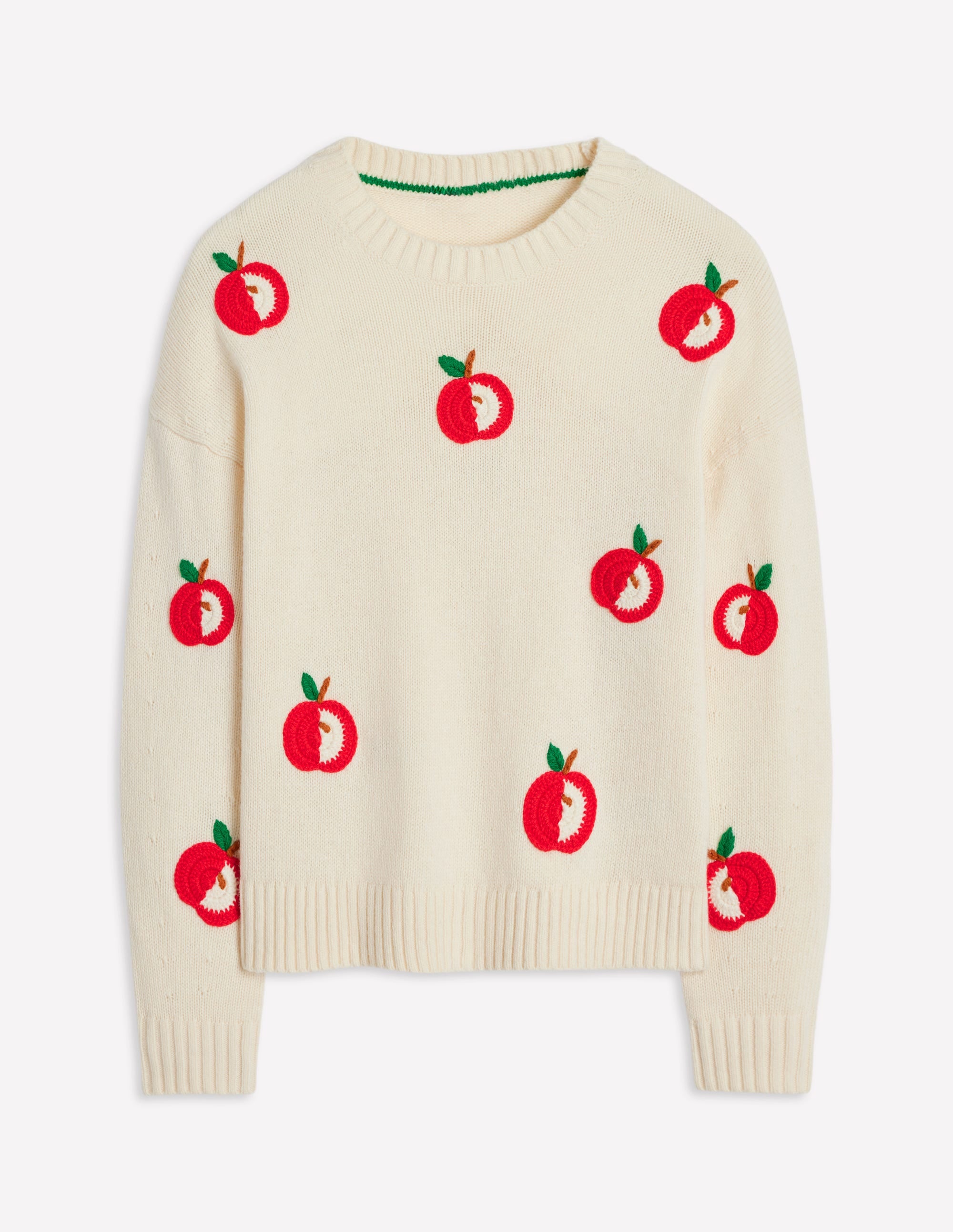 Natalie Pullover mit Stickerei-Warmes Naturweiß, Äpfel - Image 8