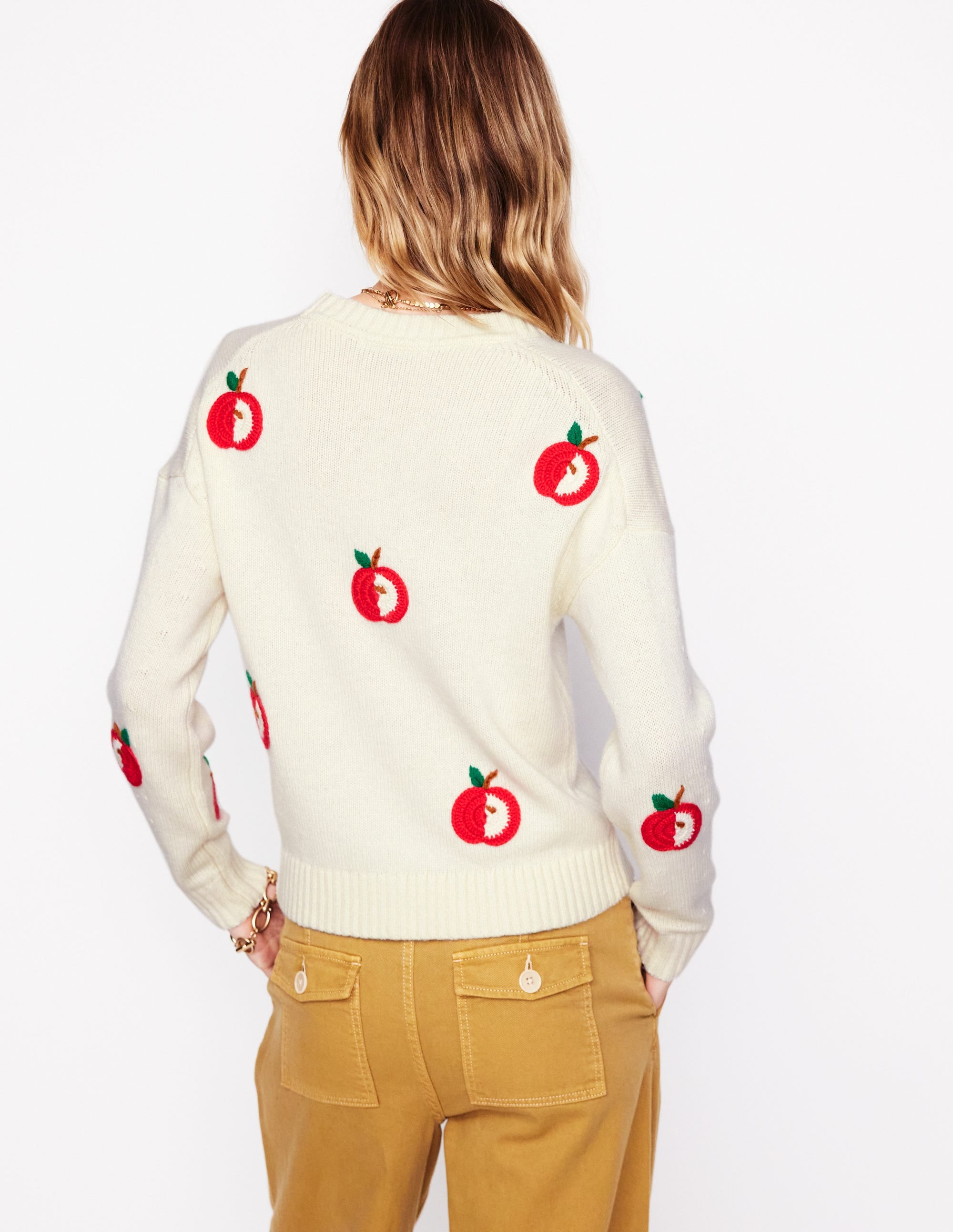 Natalie Pullover mit Stickerei-Warmes Naturweiß, Äpfel - Image 4