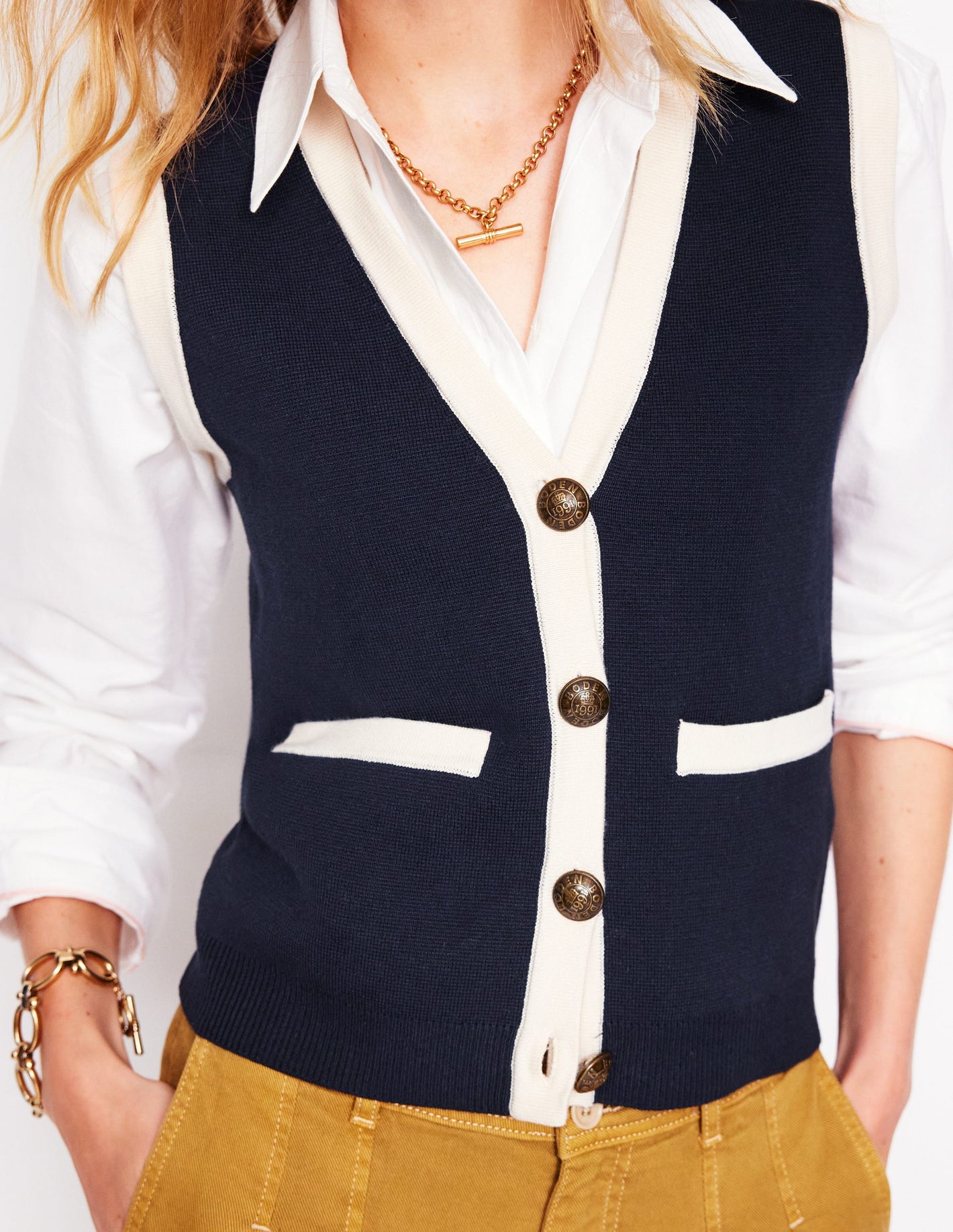 Gilet de costume Holly en maille-Bleu marine