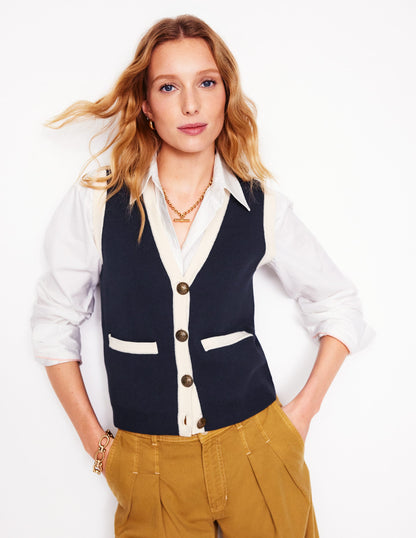 Gilet de costume Holly en maille-Bleu marine