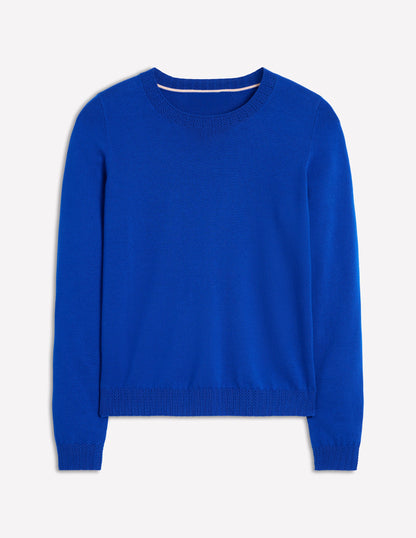 Emilia Cotton Crew Jumper-BLUE