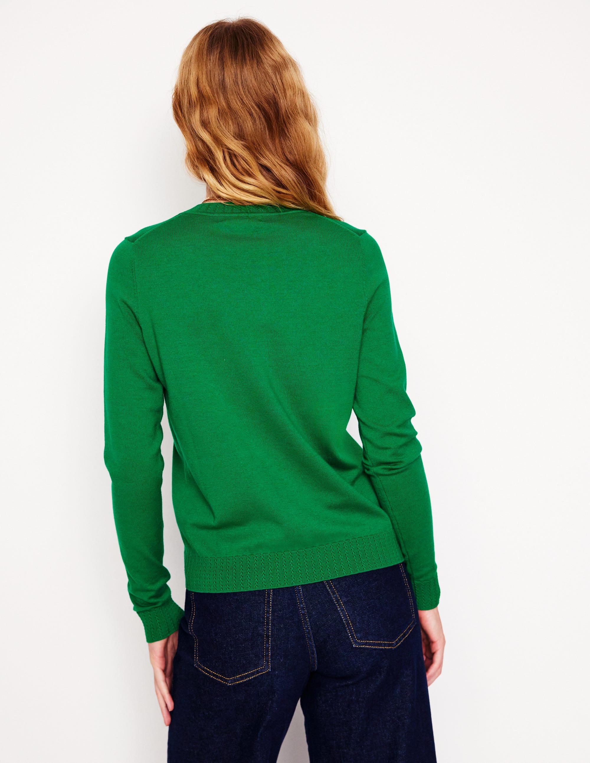 Pull col rond Emilia en coton-Émeraude Intense - Image 3