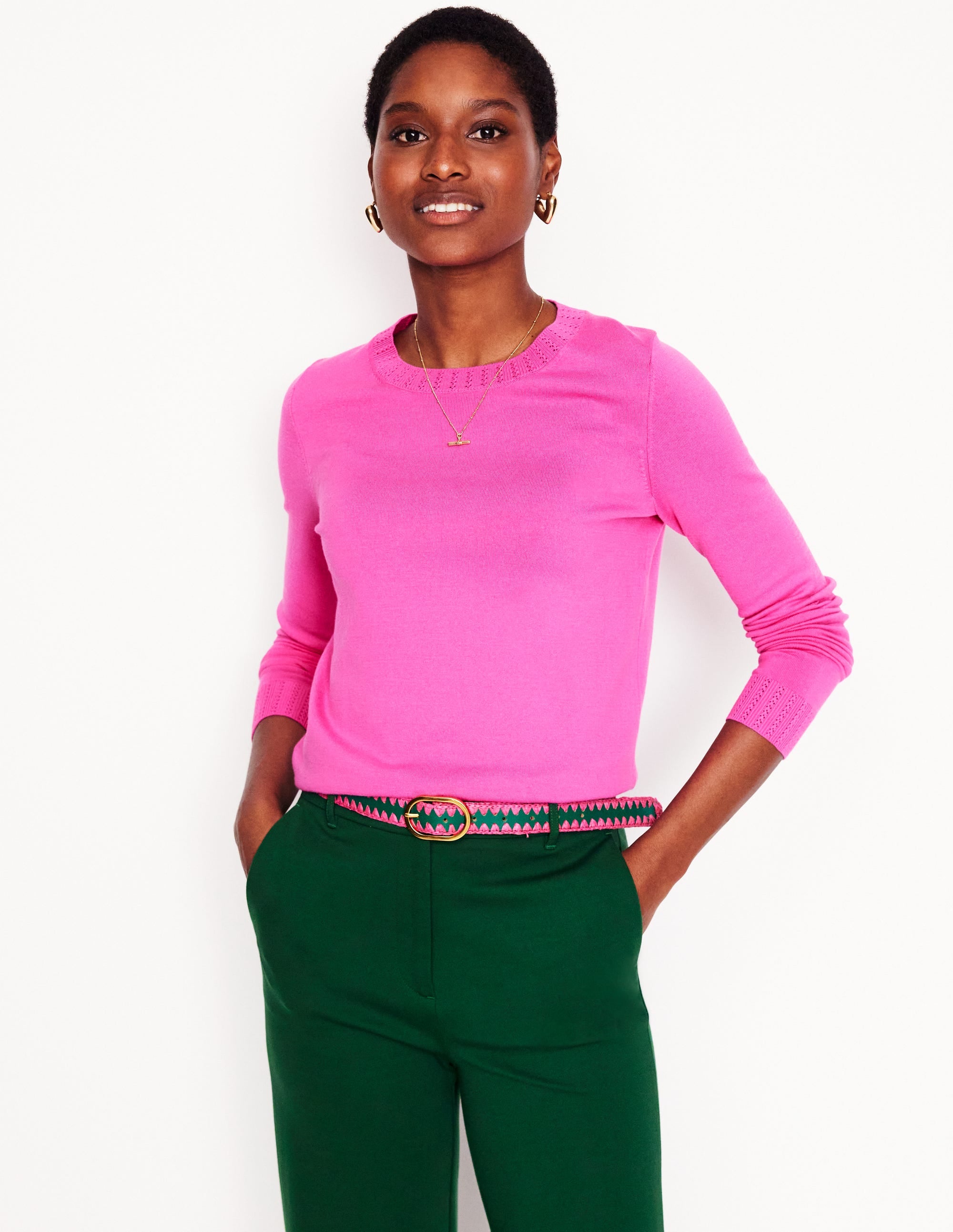 Emilia Baumwollpullover mit Rundhalsausschnitt-Rosa - Image 1