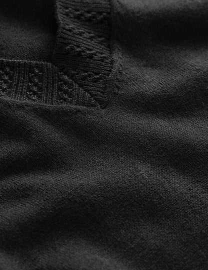 Emilia Cotton V Neck Jumper-Black