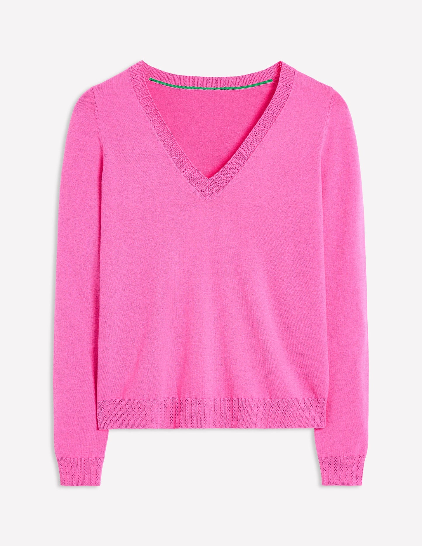 Emilia Baumwollpullover mit V-Ausschnitt-Rosa