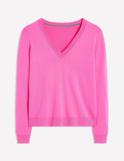 Emilia Baumwollpullover mit V-Ausschnitt-Rosa