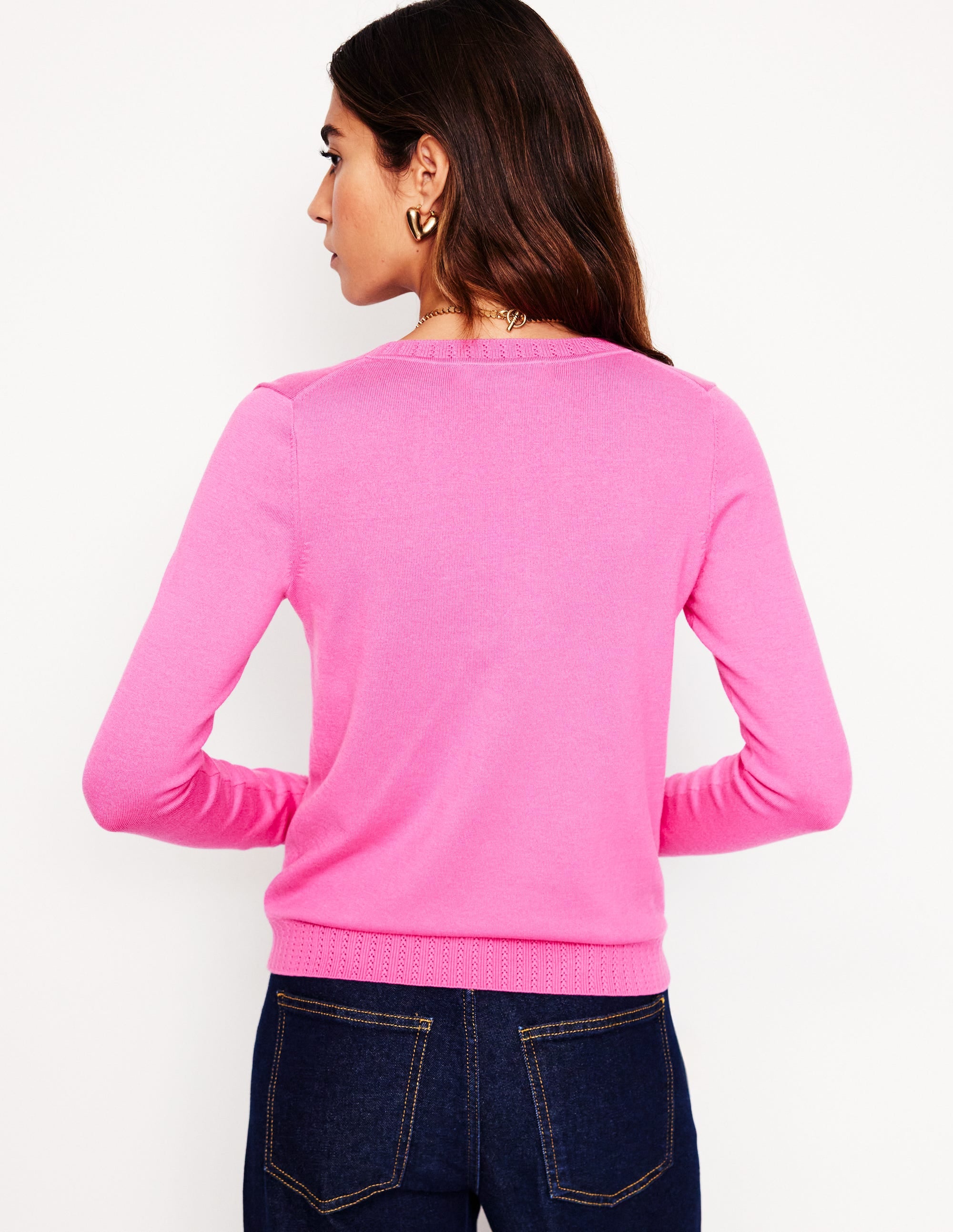 Emilia Baumwollpullover mit V-Ausschnitt-Rosa - Image 3