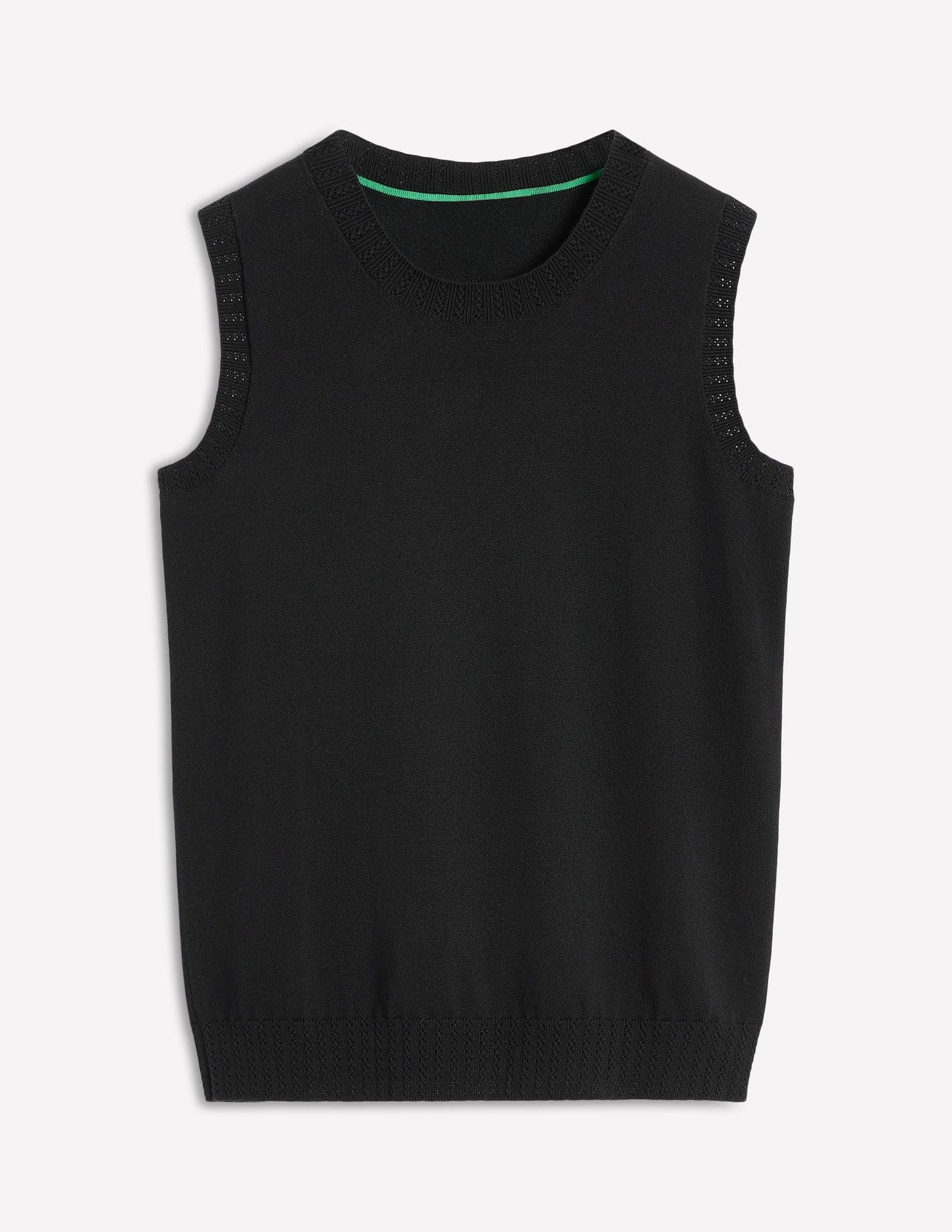 Emilia Cotton Crew Neck Tank-Black