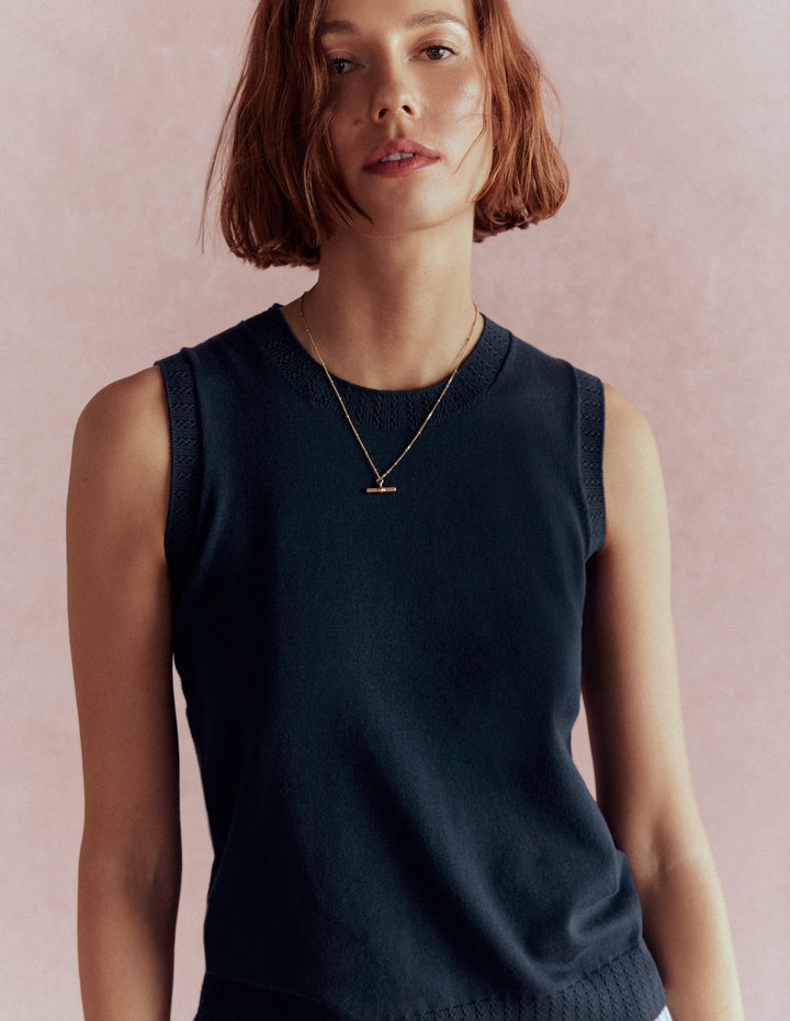 Emilia Pullunder aus Baumwolle mit Rundhalsausschnitt-Marineblaue