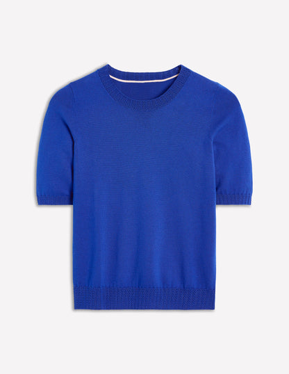 T-shirt col rond Emilia en coton-Bleu vif