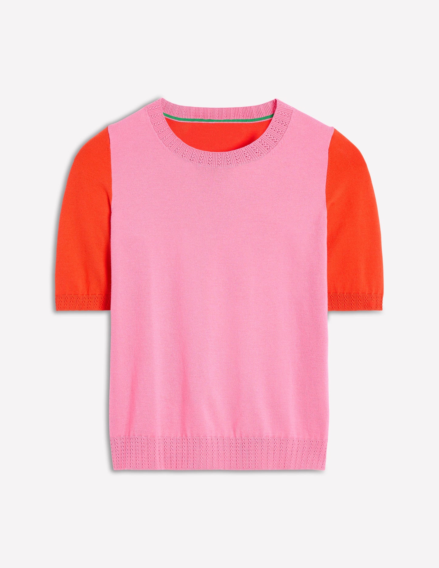 T-shirt col rond Emilia en coton-Rose/rouge pétard