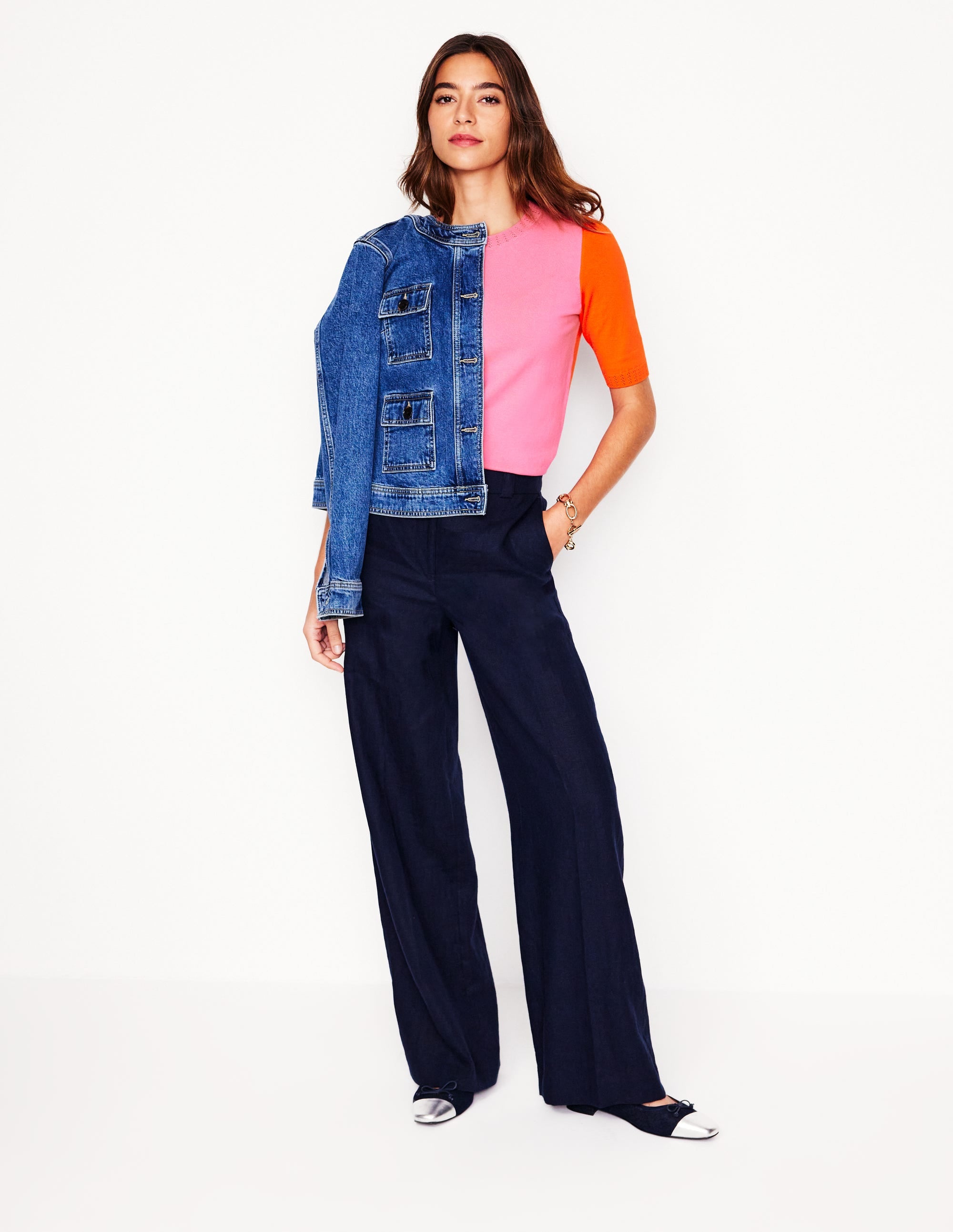 Emilia Baumwoll-T-Shirt mit Rundhalsausschnitt-Pink/Knallrot - Image 4