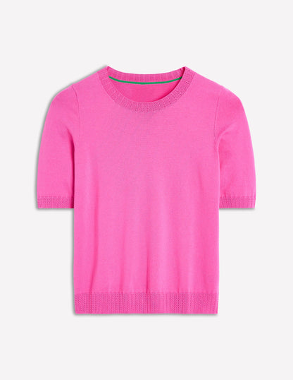 T-shirt col rond Emilia en coton-Rose angélique