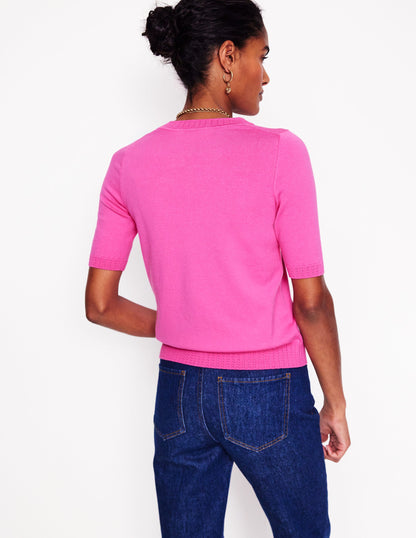 T-shirt col rond Emilia en coton-Rose angélique