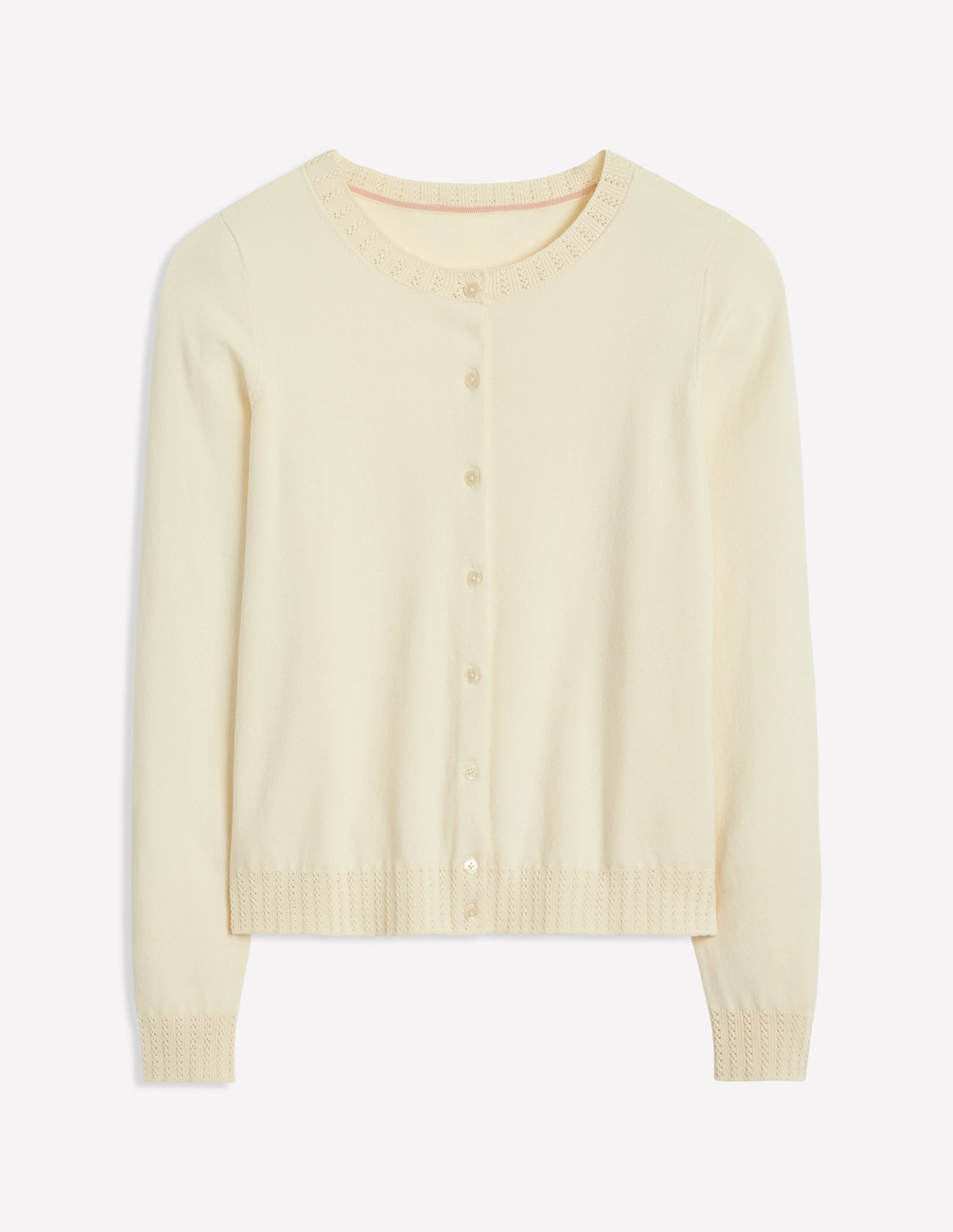 Emilia Baumwollstrickjacke mit Rundhalsausschnitt-Warmes Naturweiß - Image 5