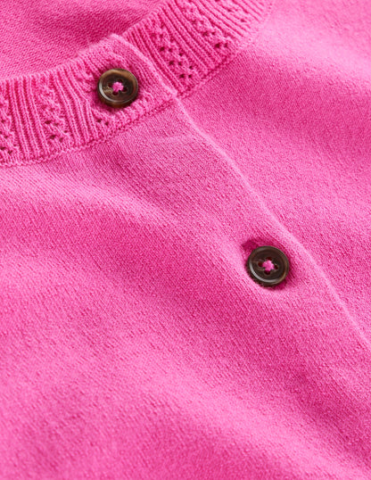 Emilia Baumwollstrickjacke mit Rundhalsausschnitt-Rosa