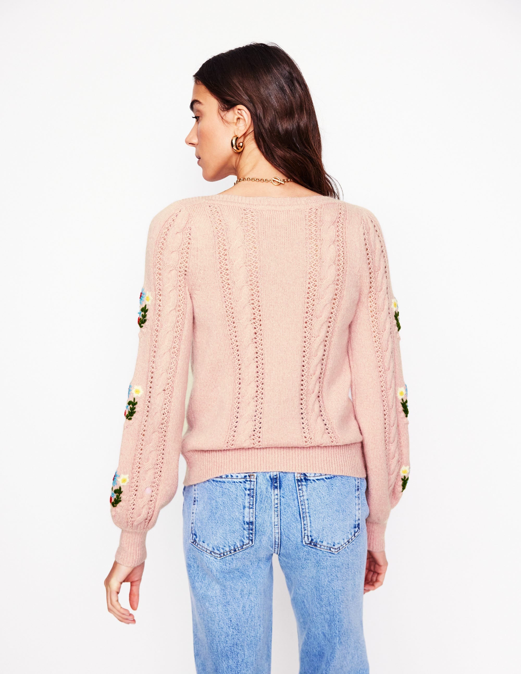 Flauschiger Pullover mit Stickerei-Sanftes Lavendelrosa - Image 4