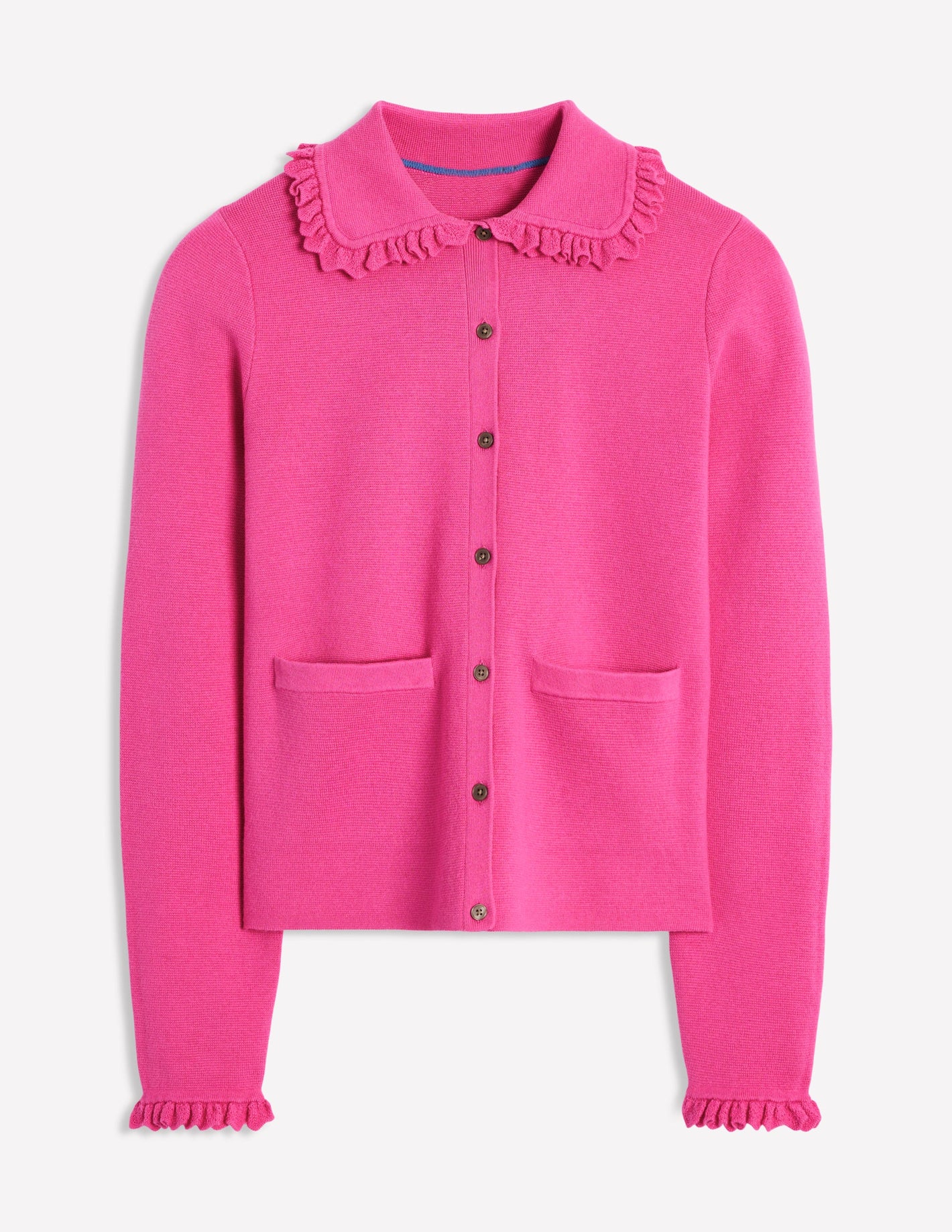 Gilet Jessie à col volanté-Rose sorbet