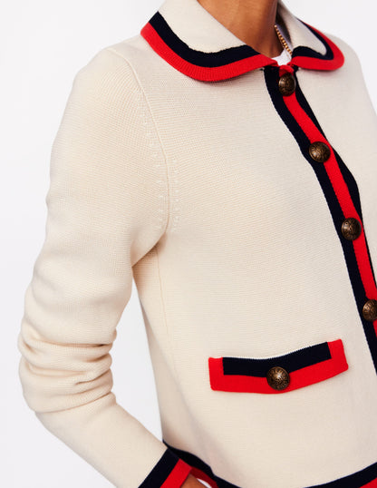 Holly Collared Knitted Jacket-Warm Ivory