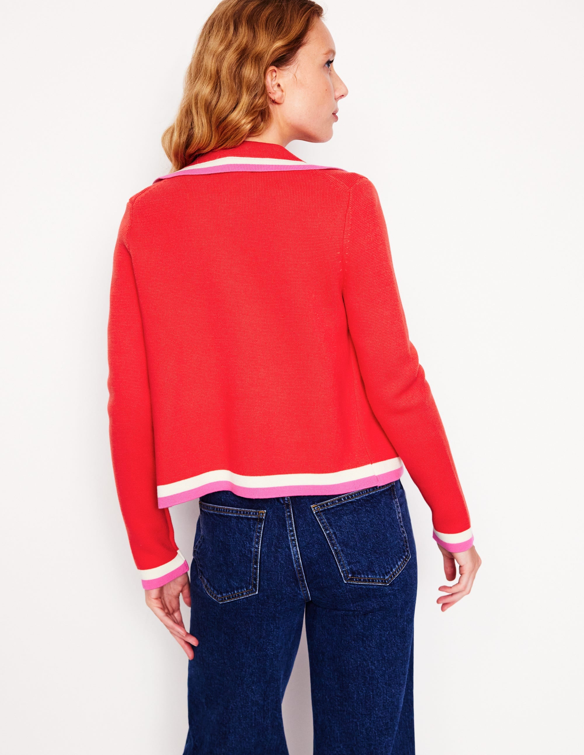 Veste en maille Holly à col-Rouge tarte aux fraises - Image 3