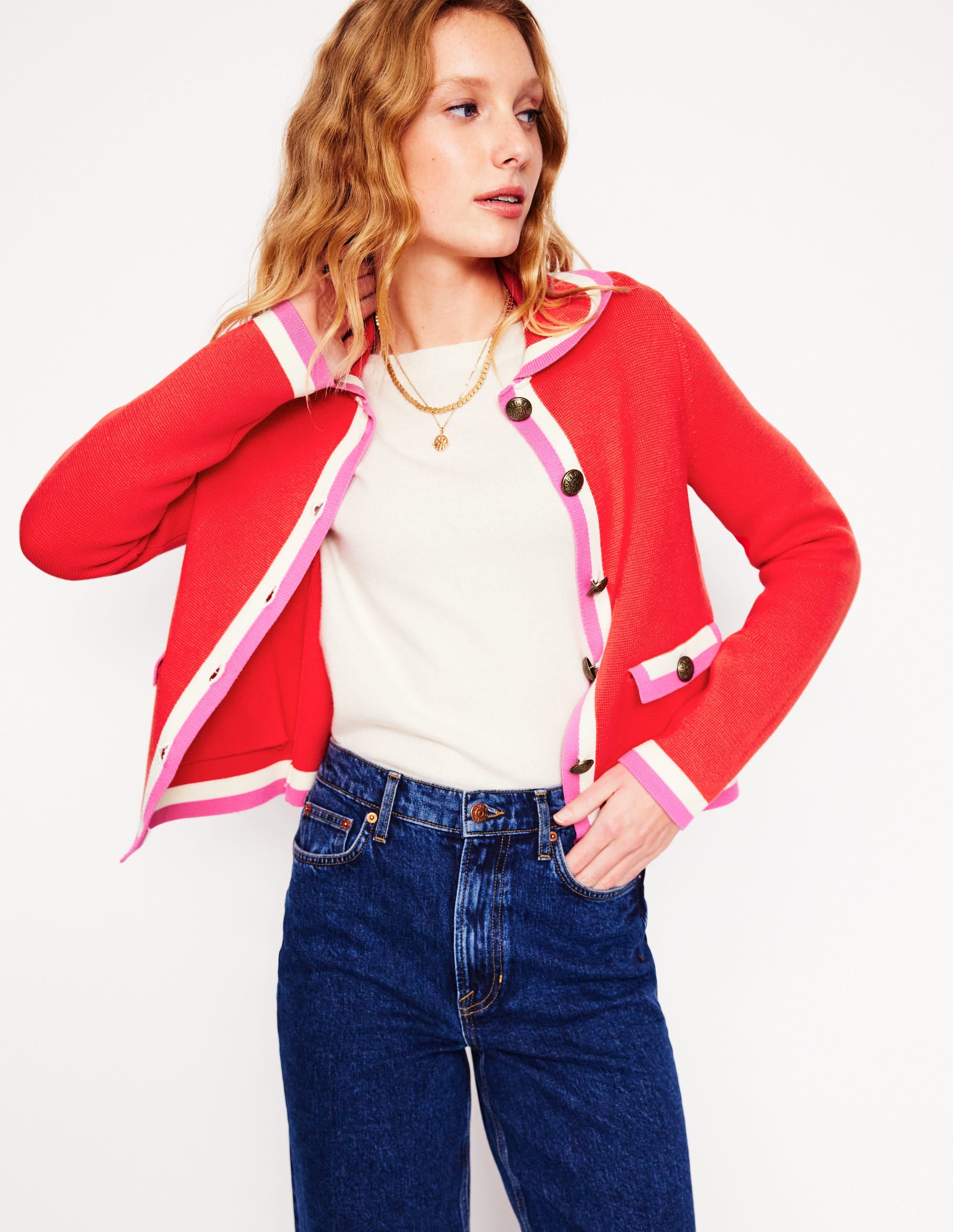 Veste en maille Holly à col-Rouge tarte aux fraises - Image 5