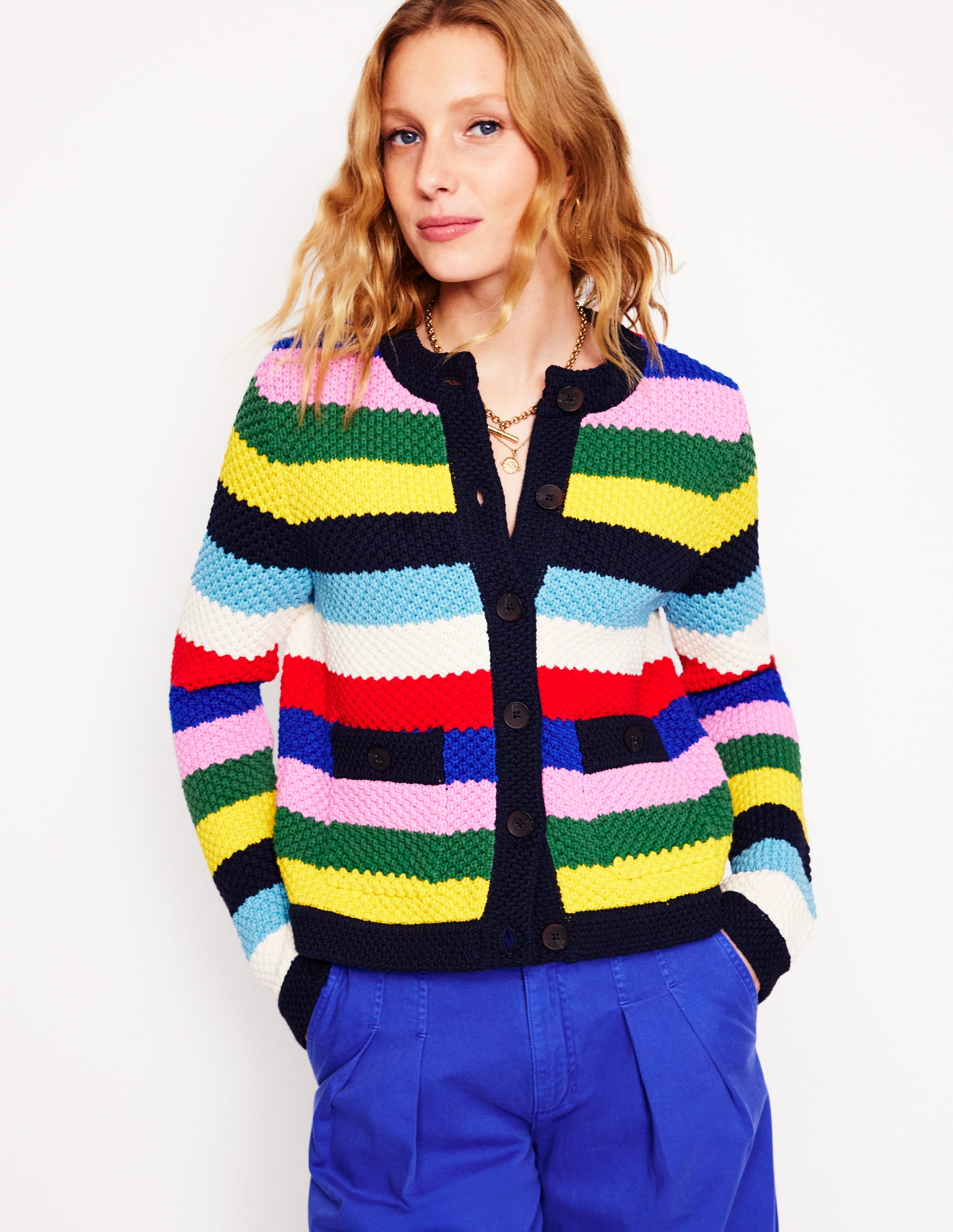 Veste Libby en maille-Rouge coquelicot, bleu multi - Image 1