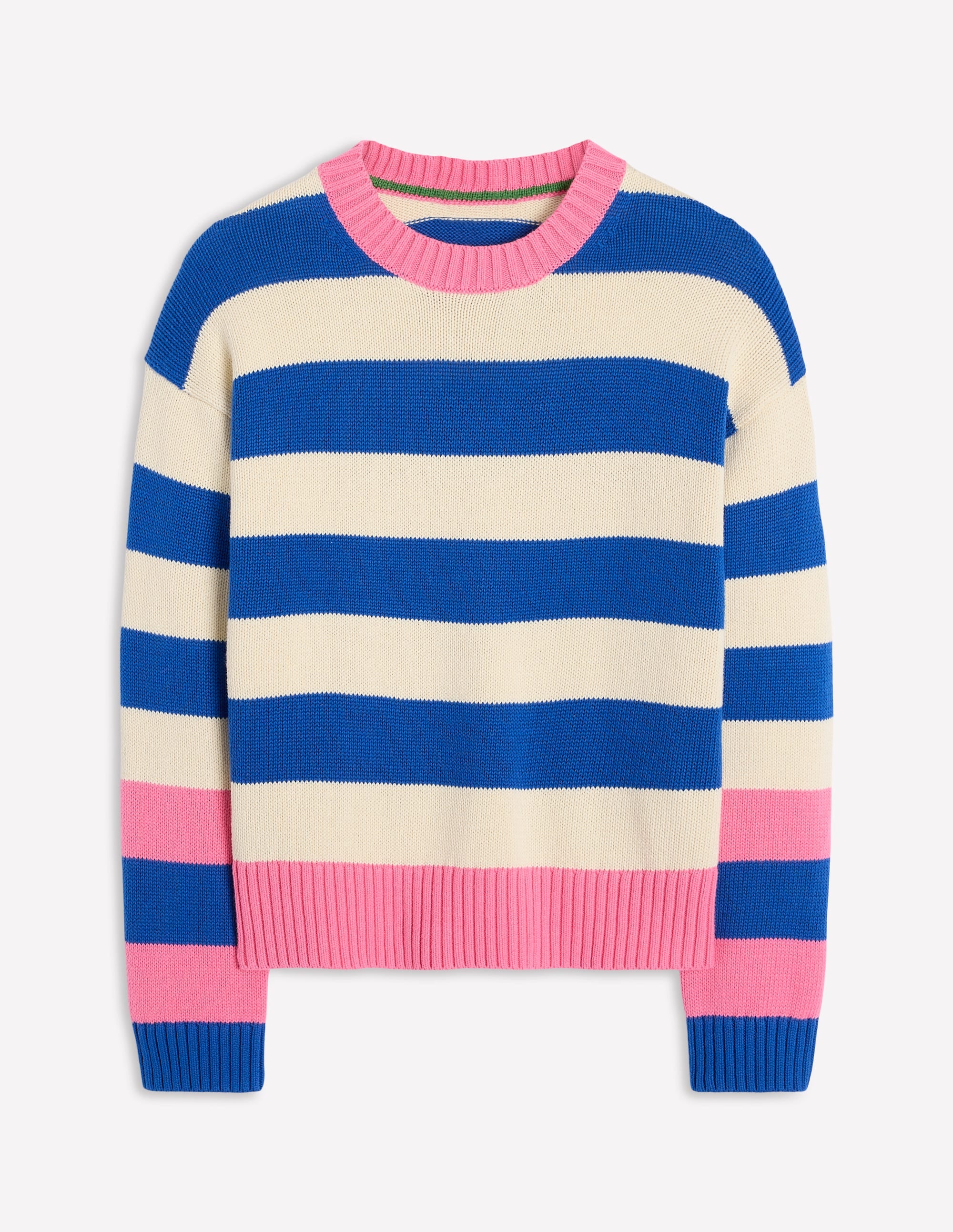 Pull Lucinda rayé en coton-Bleu vif, poignet rose - Image 6