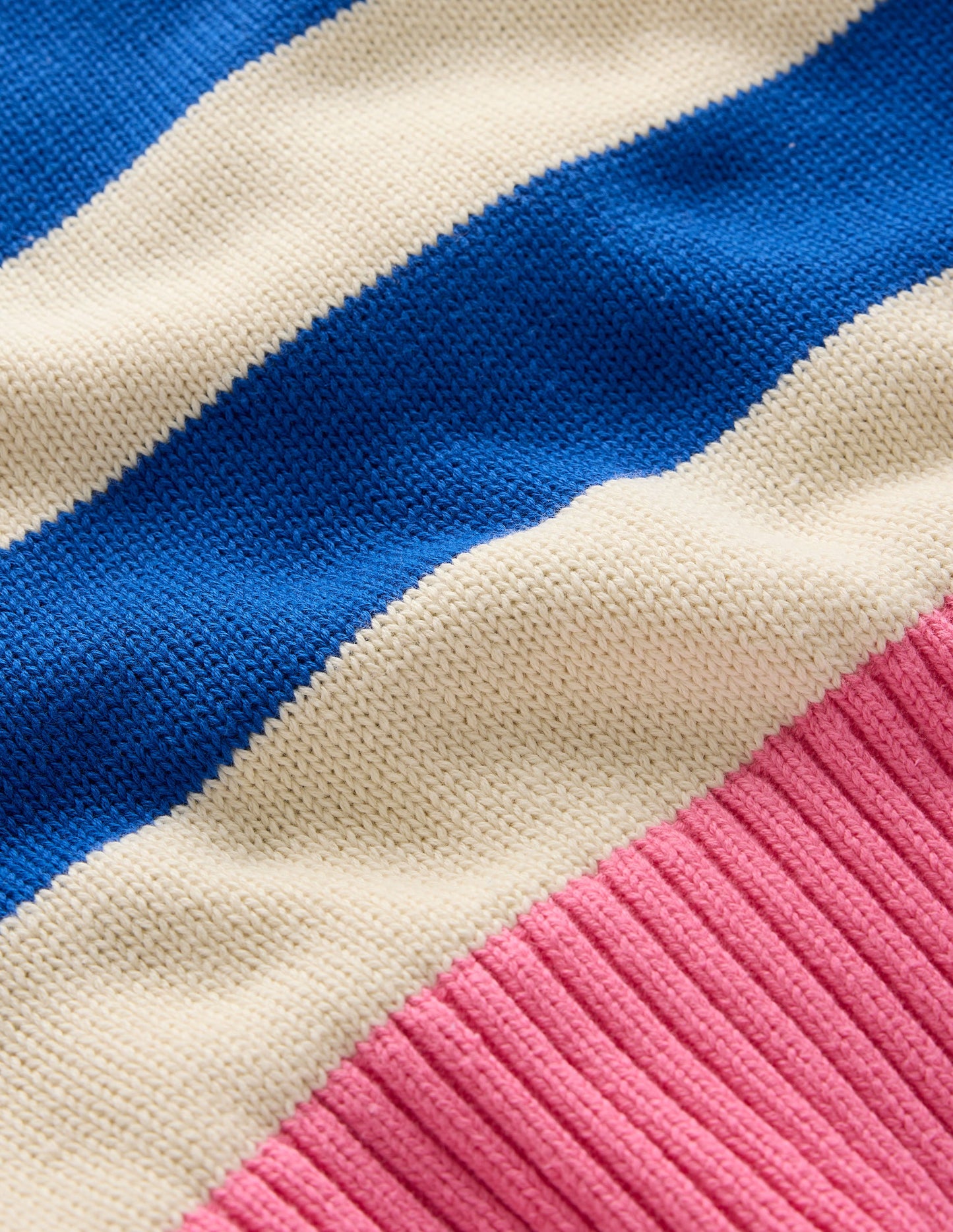 Lucinda Cotton Striped Jumper-Bright Blue, Pink Rose Cuff