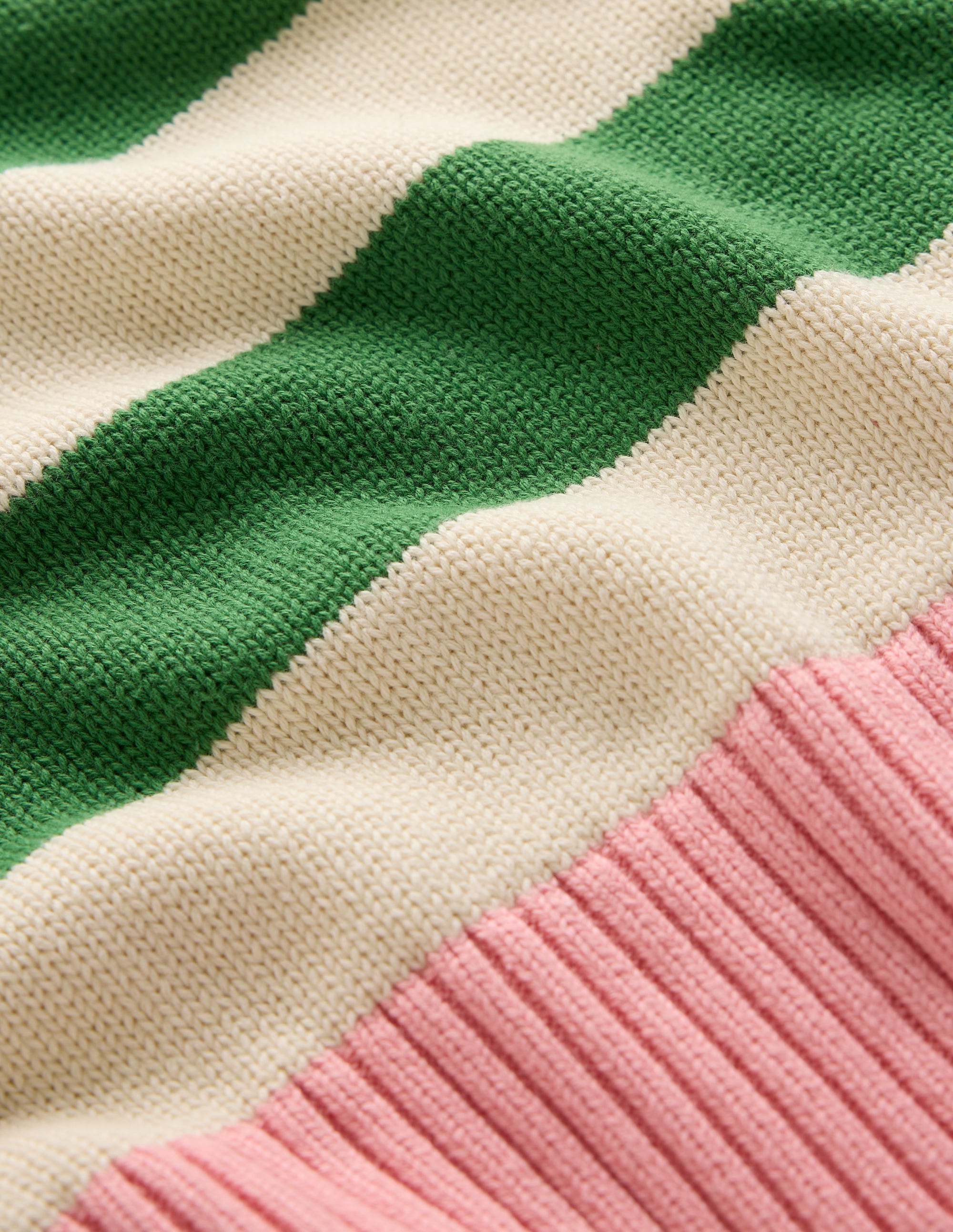 Lucinda Gestreifter Pullover aus Baumwolle-Paradiesgrün, Rosa Bündchen - Image 6