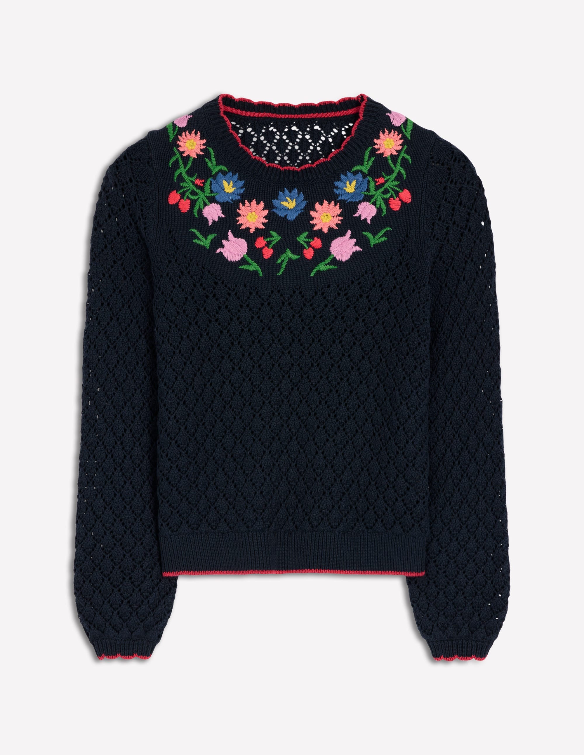 Embroidered Cotton Jumper-Navy - Image 6
