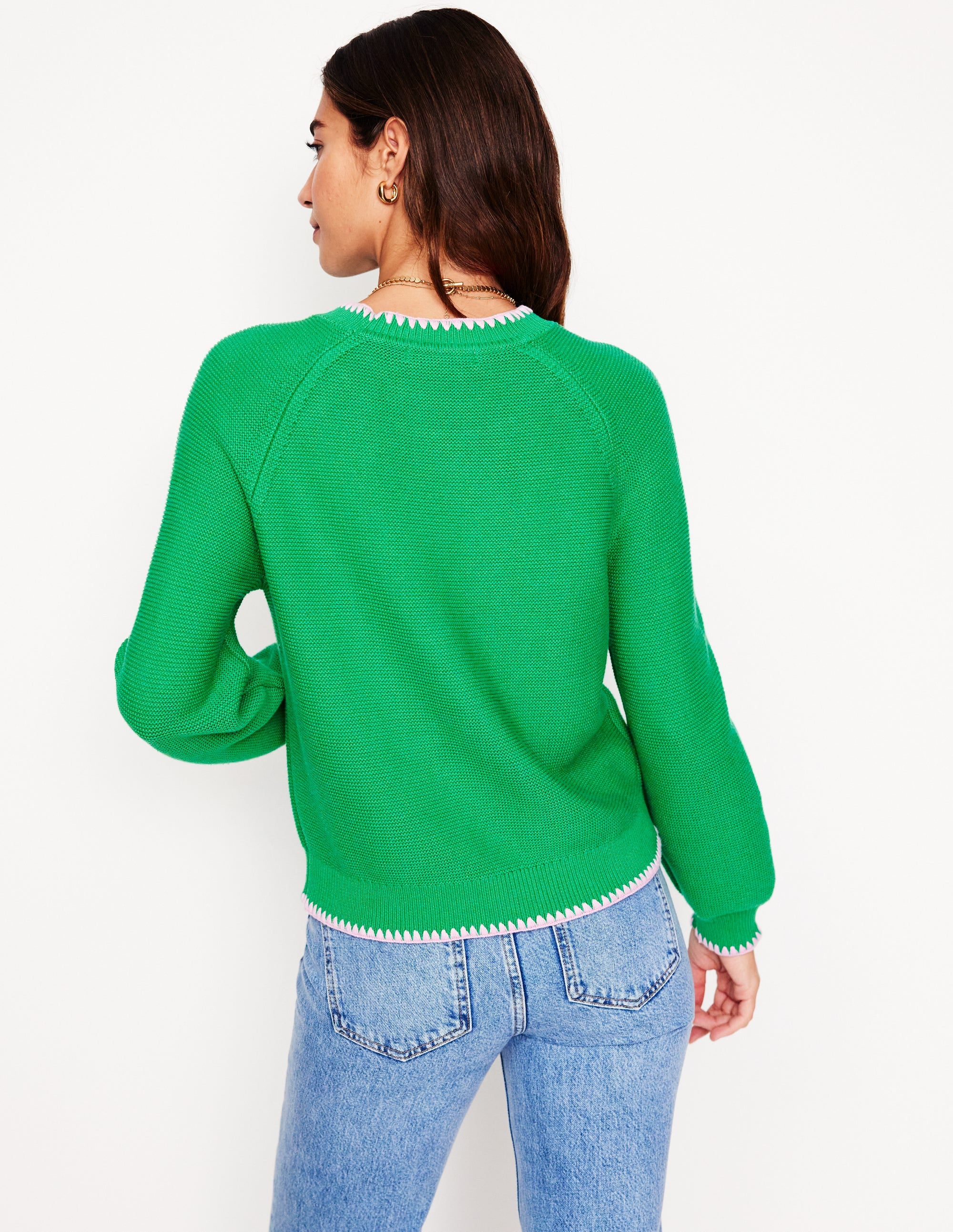Pull Lena à surpiqûres-Émeraude Intense - Image 3