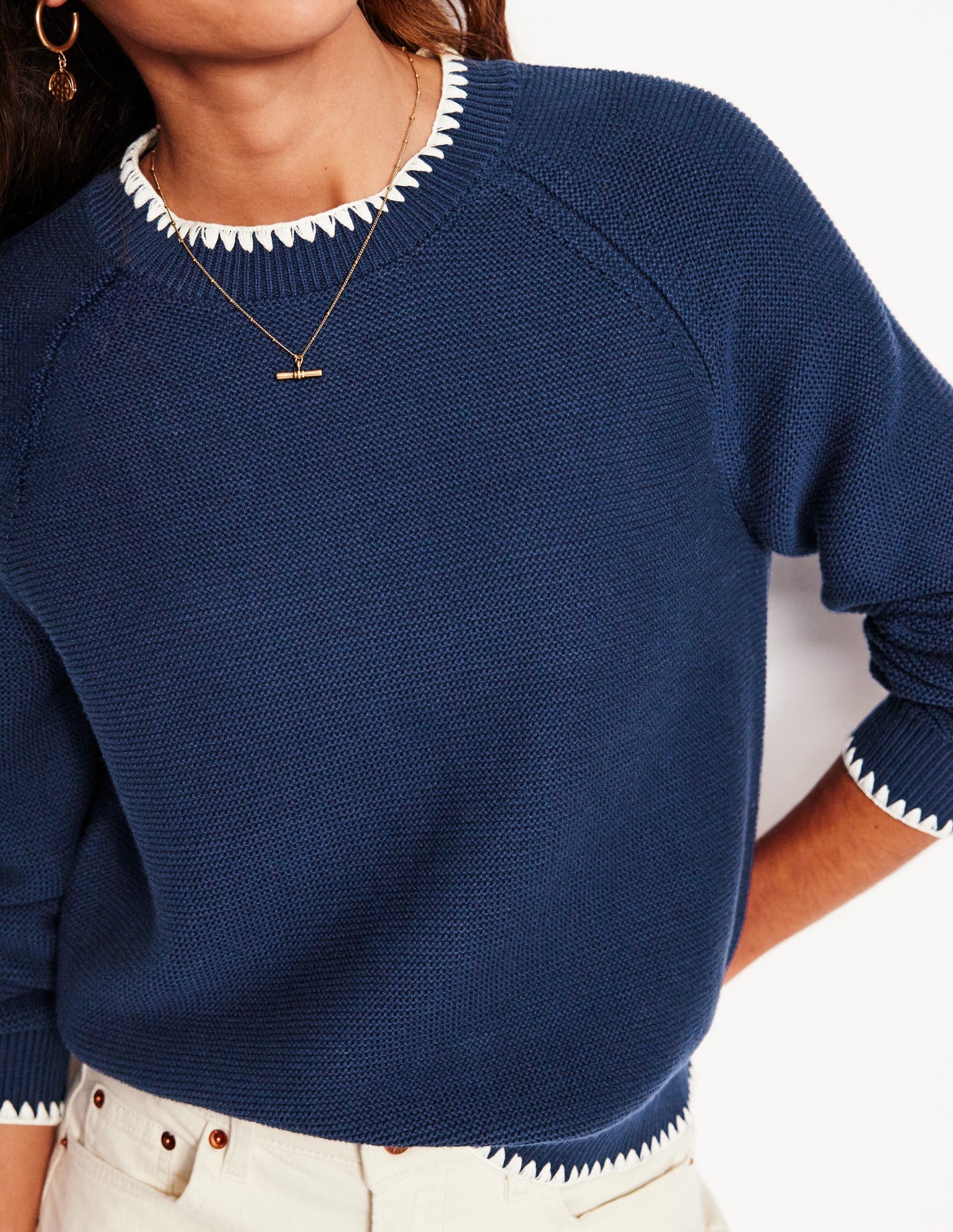 Lena Stitch Detail Jumper-Navy