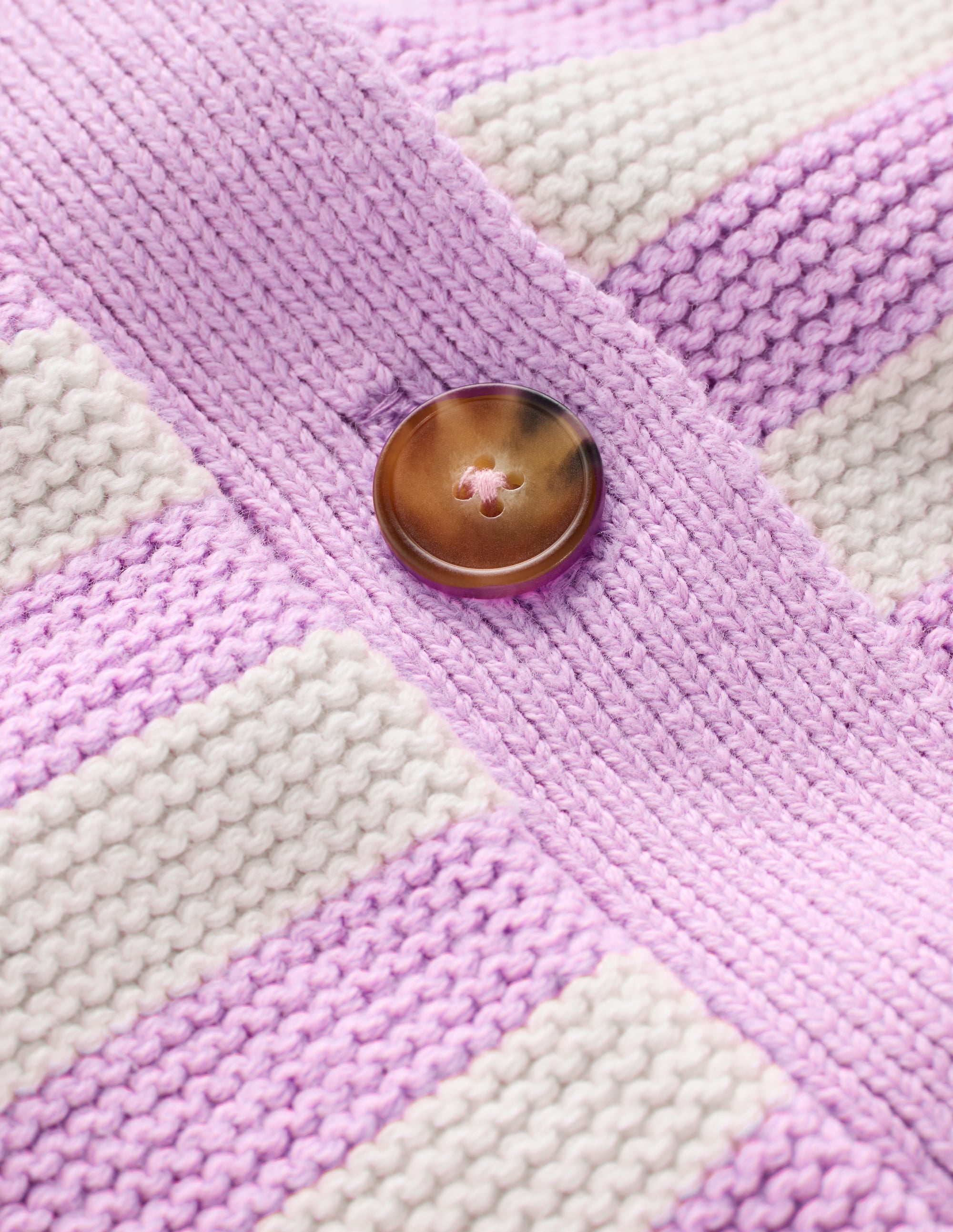 Lena Strickjacke mit Ziernaht-Sanftes Lavendel und Naturweiß Streifen - Image 6