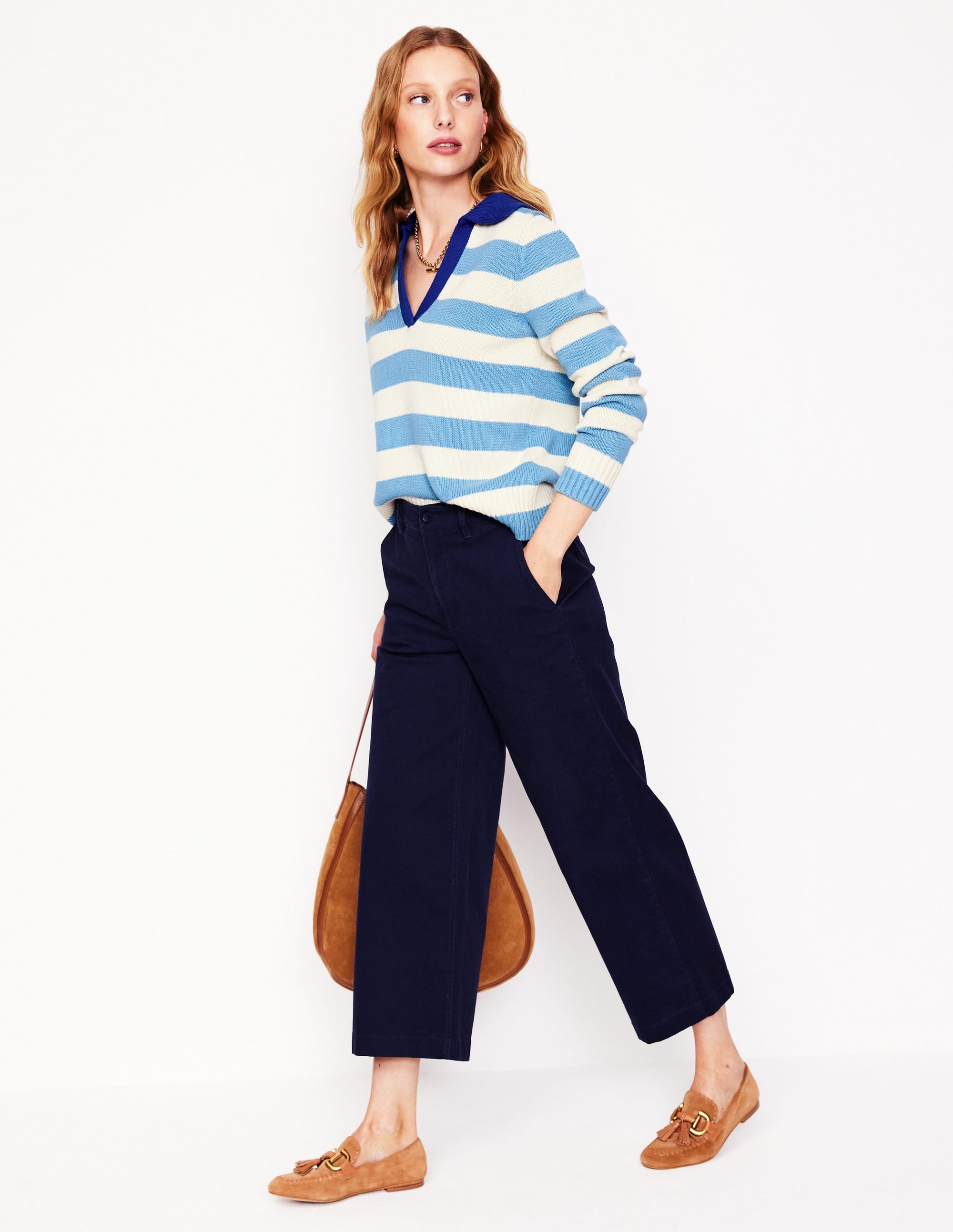 Sasha Gestreiftes Henley-Shirt aus Baumwolle-Entenei-Blau und Naturweiß Streifen - Image 5