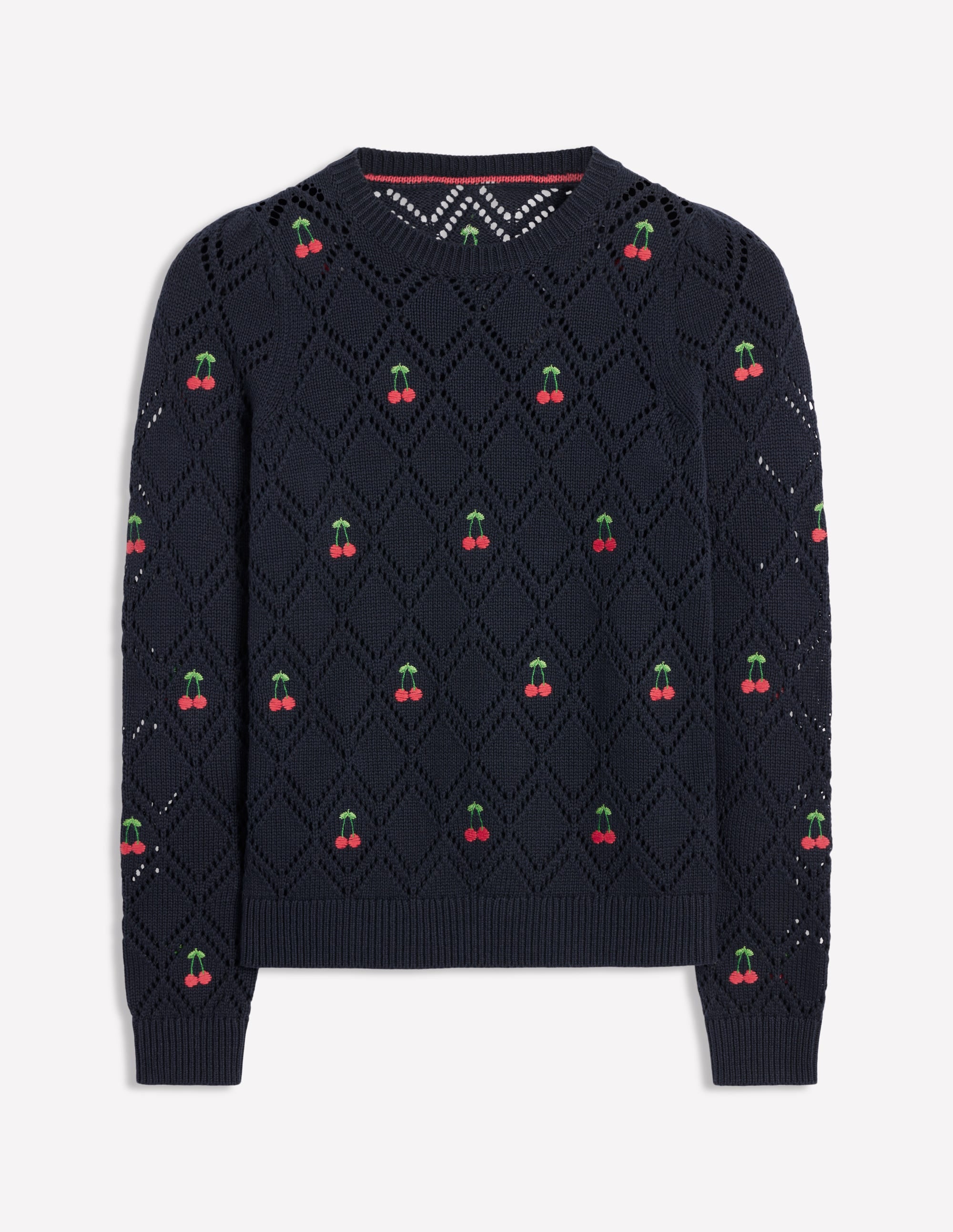 Enid Pullover mit Stickerei-Marineblau, Kirschen - Image 6