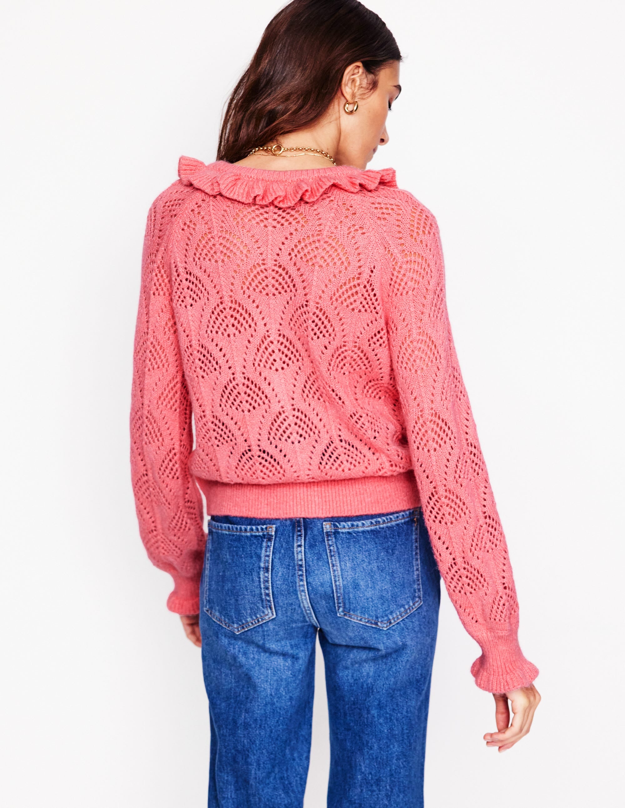 Gilet Alice en maille duveteuse-Rose saumon - Image 3