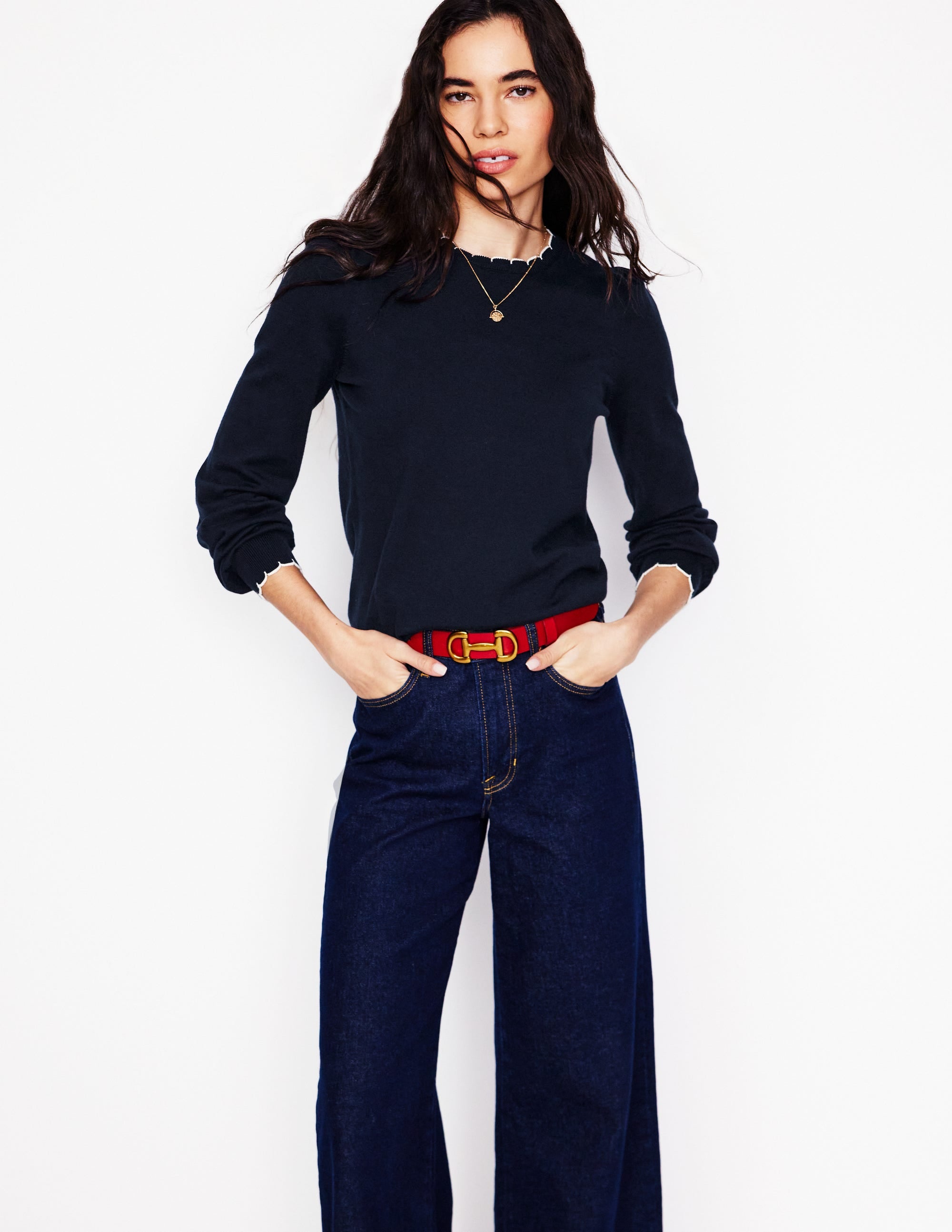 Pru Pullover mit Muschelsaum-Marineblaue - Image 1