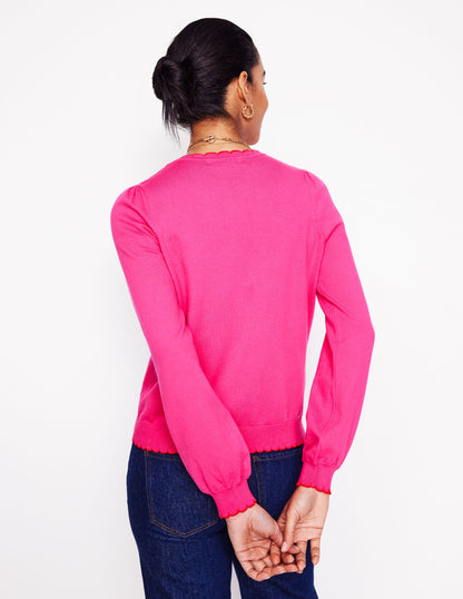 Pru Scallop Trim Jumper-Pink Peony