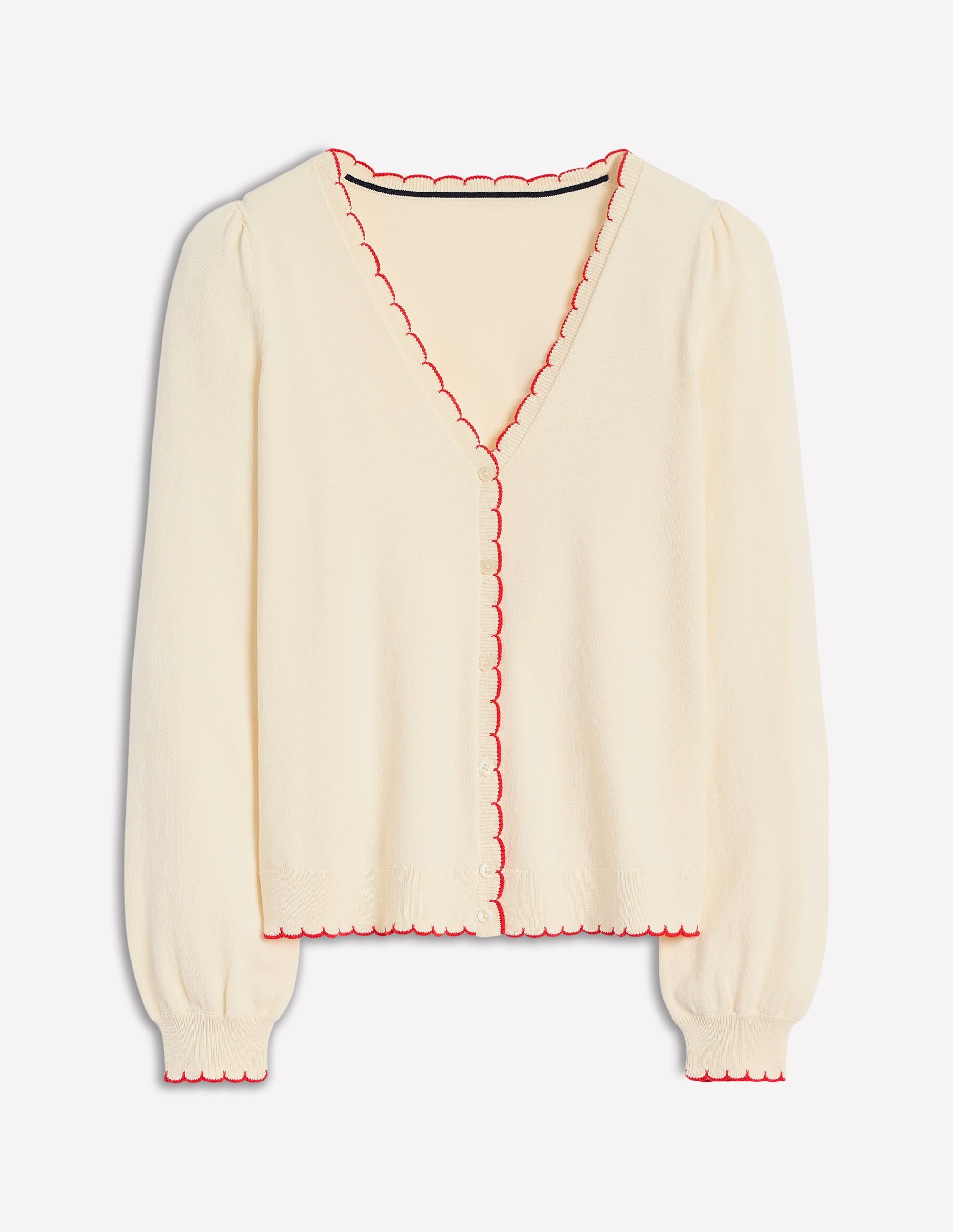 Pru Scallop Trim Cardigan-Warm Ivory - Image 5