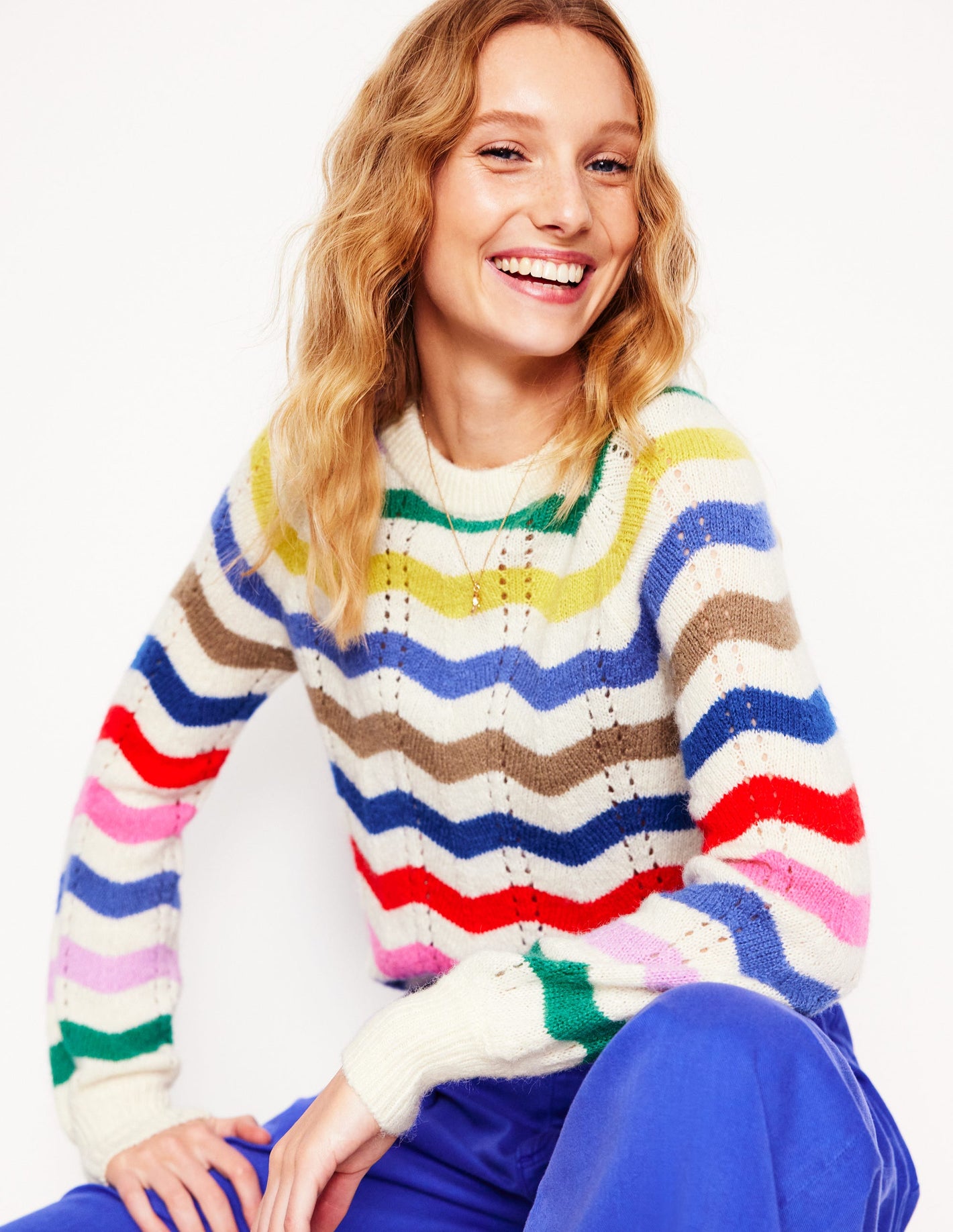 Alice Fluffy Raglan Jumper-Rainbow Wave