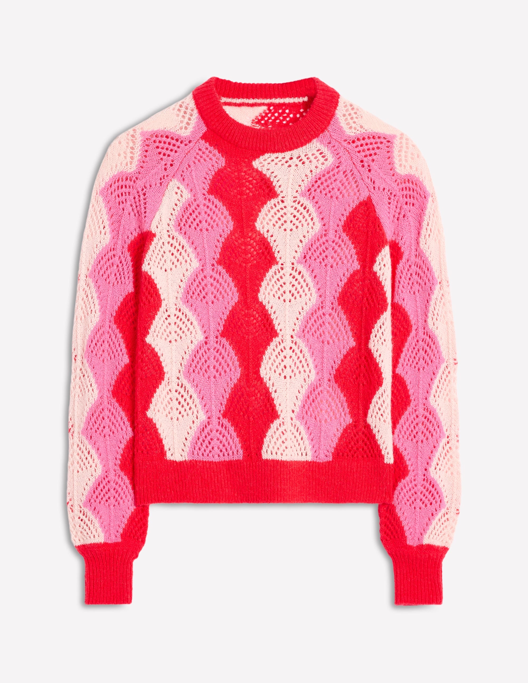 Pull Alice à manches raglan-Rouge coquelicot/craie/rose bonheur - Image 6