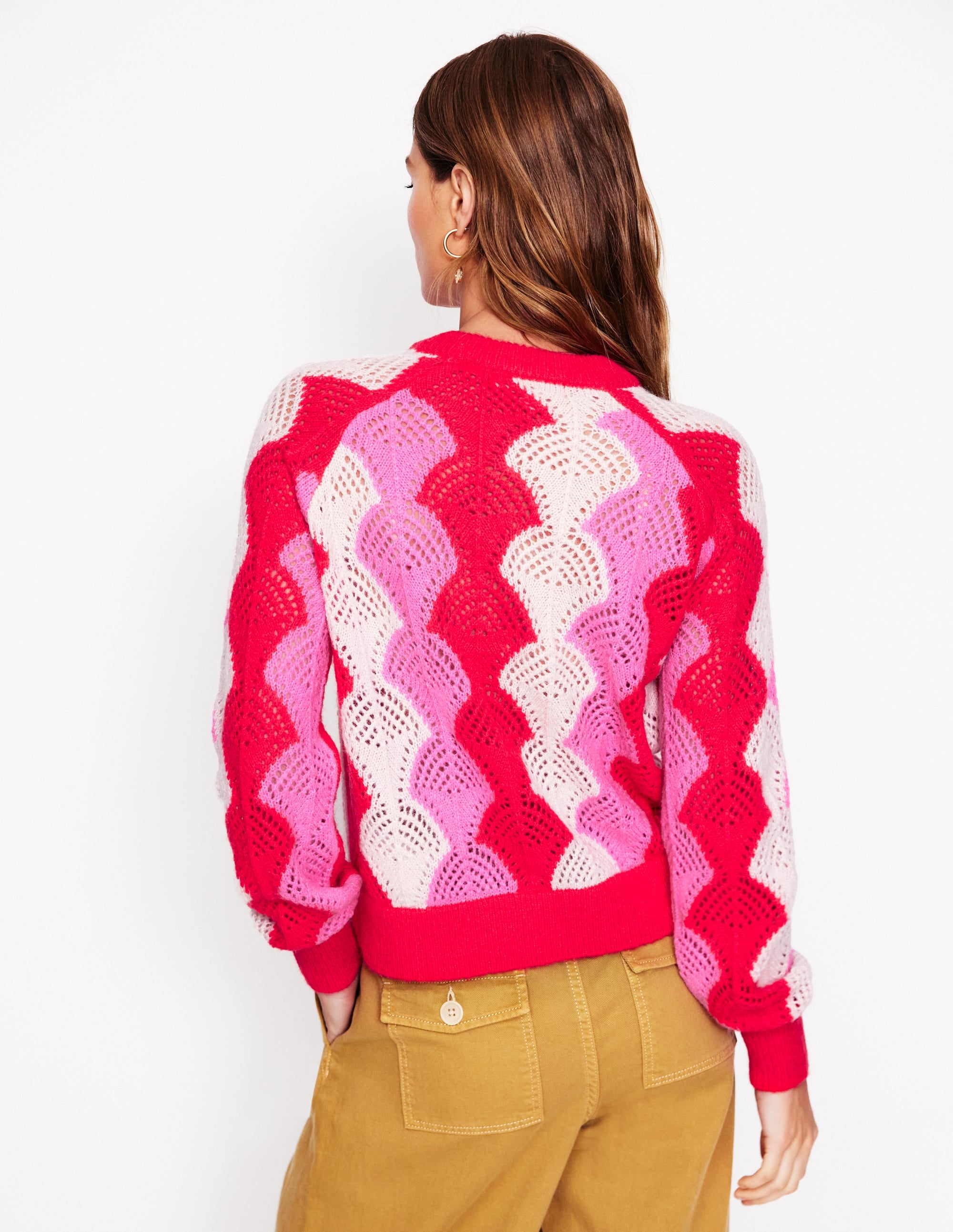 Pull Alice à manches raglan-Rouge coquelicot/craie/rose bonheur - Image 3